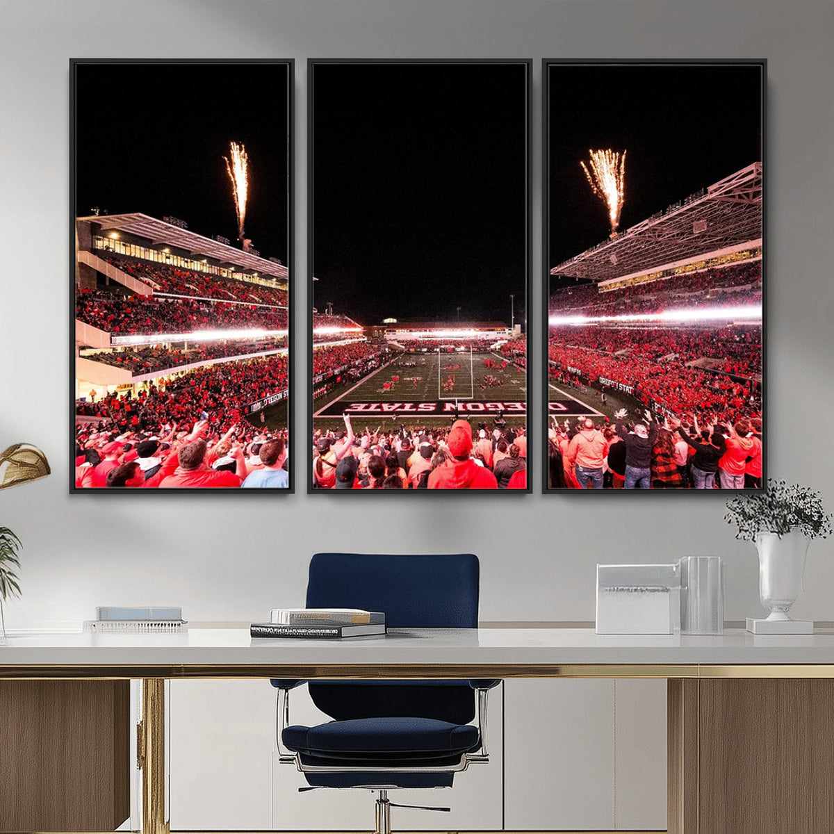 52633-MGV-CV-36X24 - Oregon State Beavers Football Team Print, Corvallis Reser, Framed and Ready to Hang