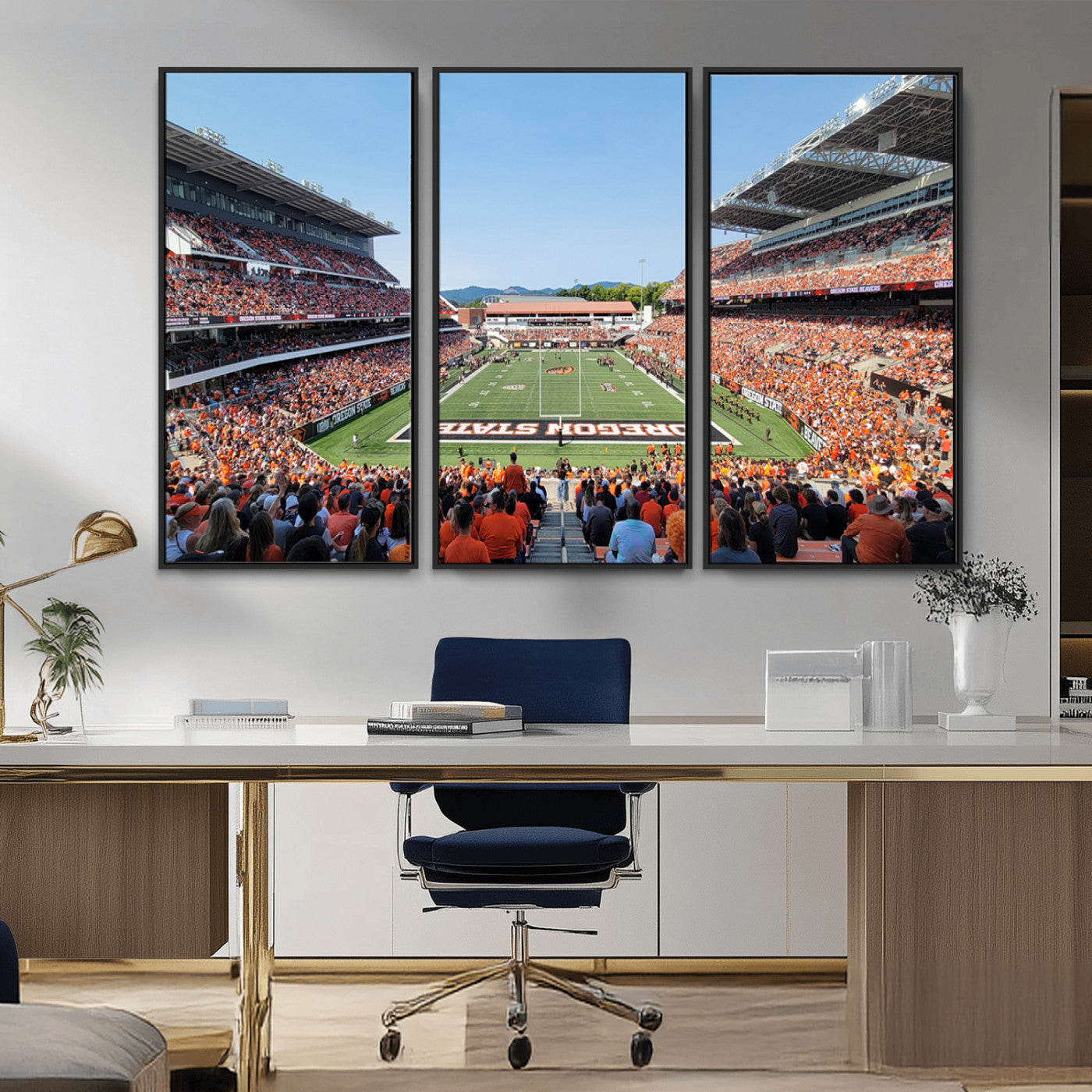 MGV-FC-48X32-3P - Oregon State Beavers Football Team Print - Corvallis Reser Stadium Wall Art Canvas Print