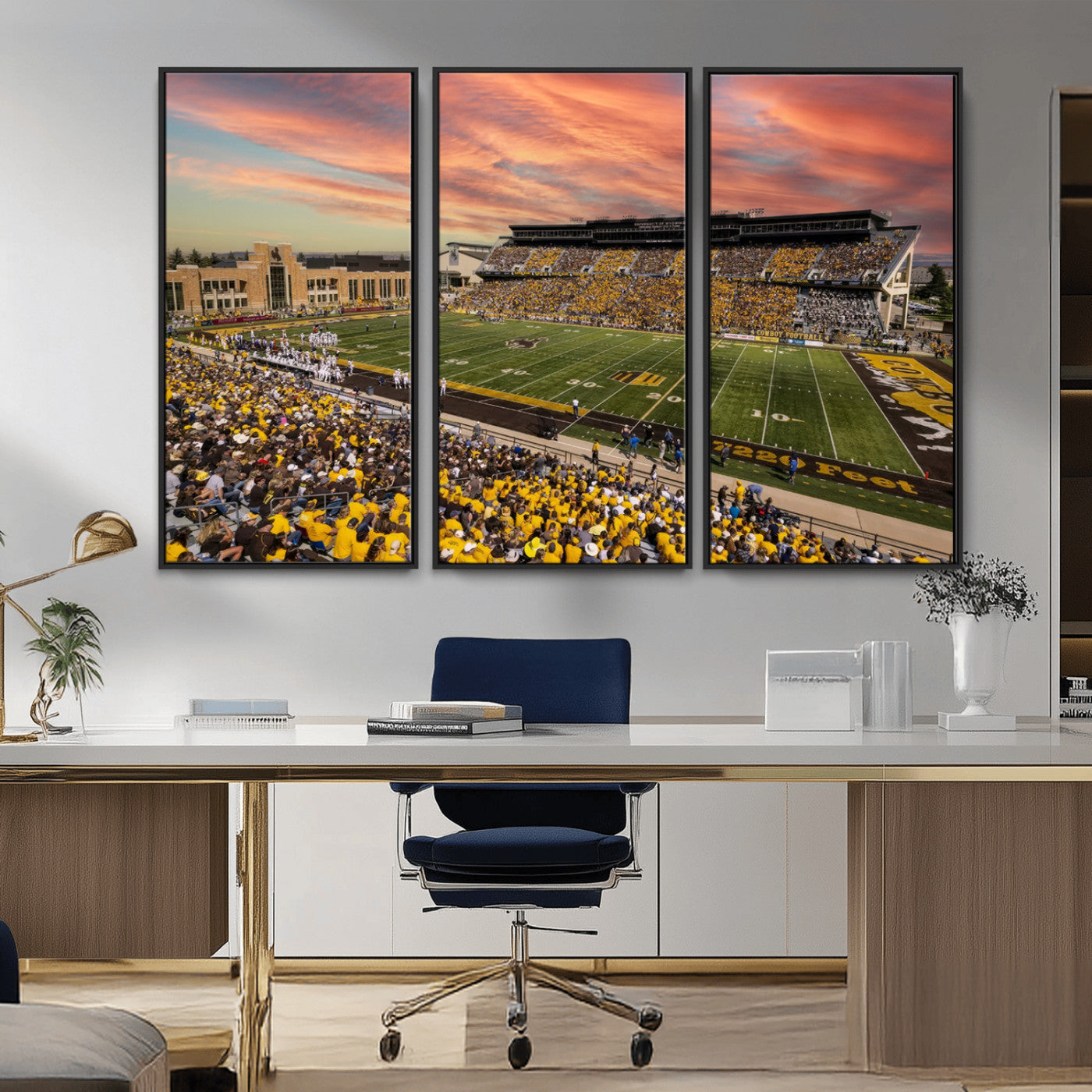 MGV-FC-48X32-3P - University of Wyoming Cowboys Football Team Print - Laramie Jonah Field War Memorial Stadium Wall