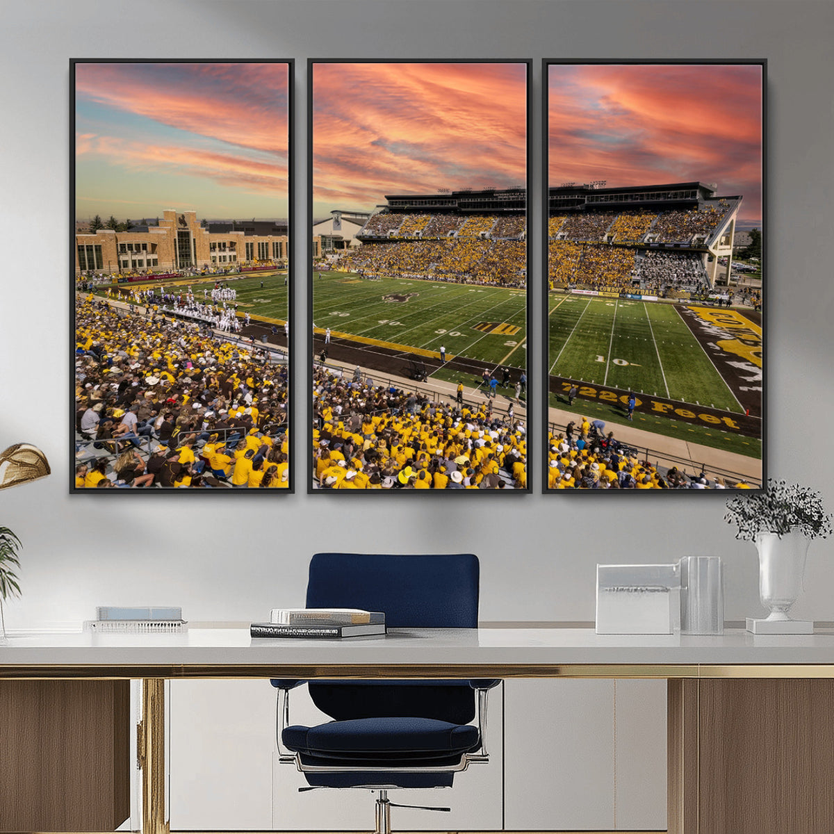 90508-MGV-CV-36X24 - University of Wyoming Cowboys Football Team Print, Laramie, Extra Large Game Room Wall Decor