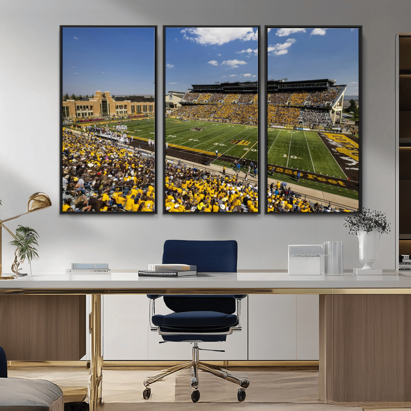 MGV-FC-48X32-3P - University of Wyoming Cowboys Football Team Print - Laramie Jonah Field War Memorial Stadium Wall