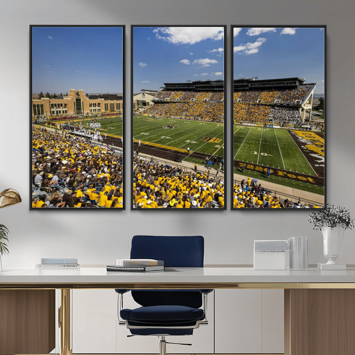75112-MGV-CV-36X24 - University of Wyoming Cowboys Football Team Print, Laramie, Home Bar Wall Decor