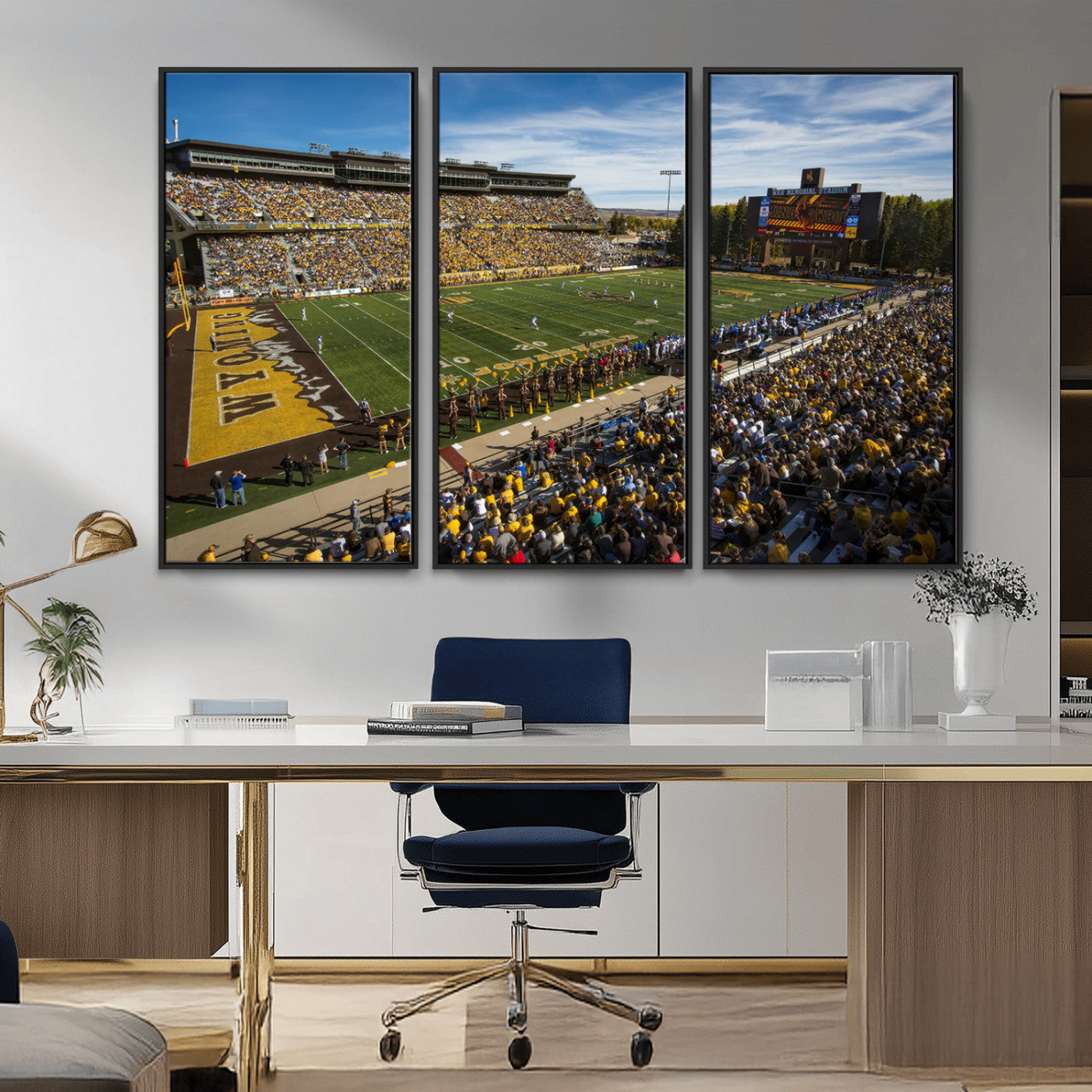 MGV-FC-48X32-3P - University of Wyoming Cowboys Football Team Print - Laramie Jonah Field War Memorial Stadium Wall
