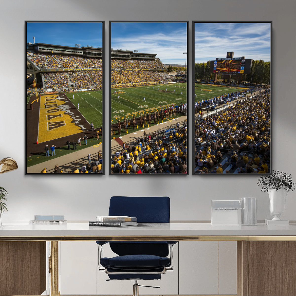 89846-MGV-CV-36X24 - University of Wyoming Cowboys Football Team Print, Laramie, Man Cave Wall Decor