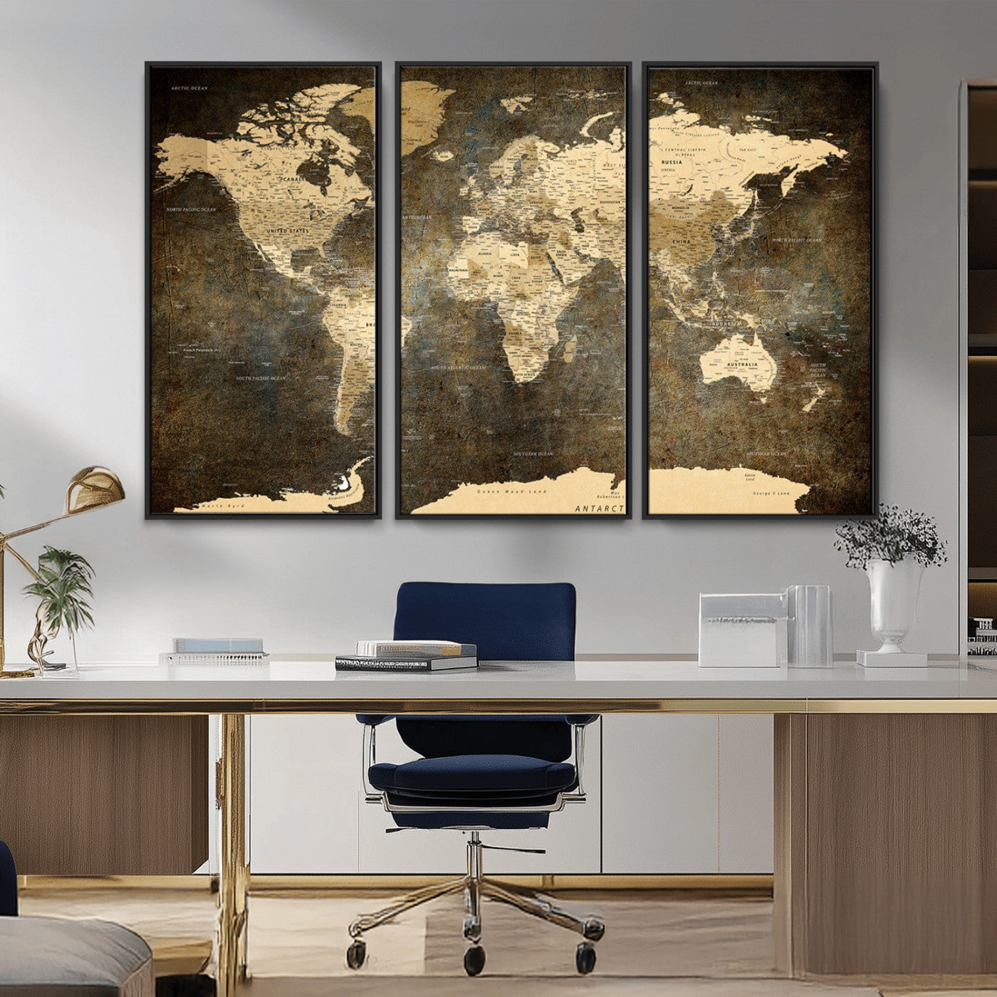 MGV-FC-48X32-3P - Push Pin World Map Canvas Print – Framed Wall Art for Couples to Track Their Travels – Anniversary