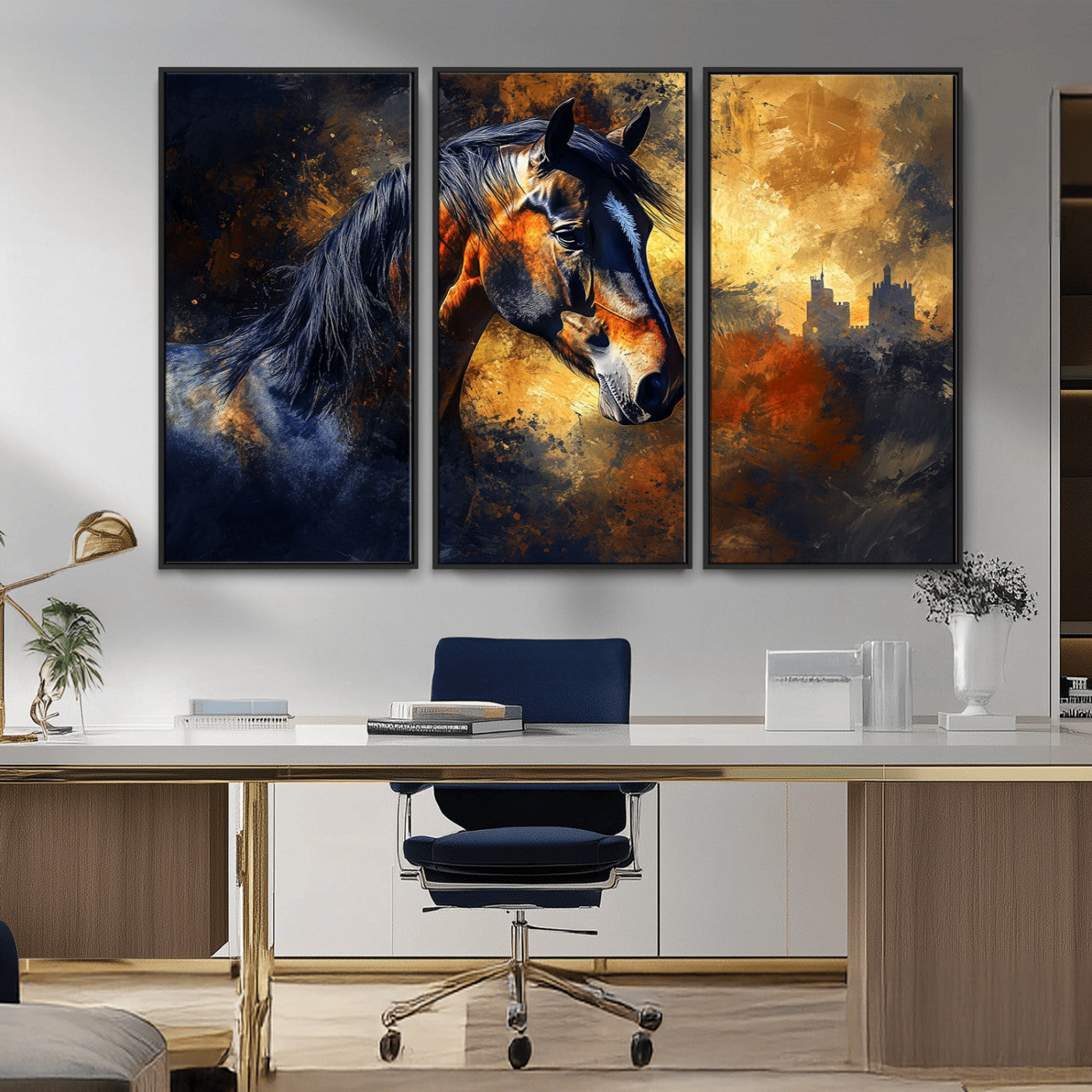 MGV-FC-48X32-3P - Abstract Horse Art Print - Abstract Canvas Wall Art | Perfect for Rustic Farmhouse, Modern, or