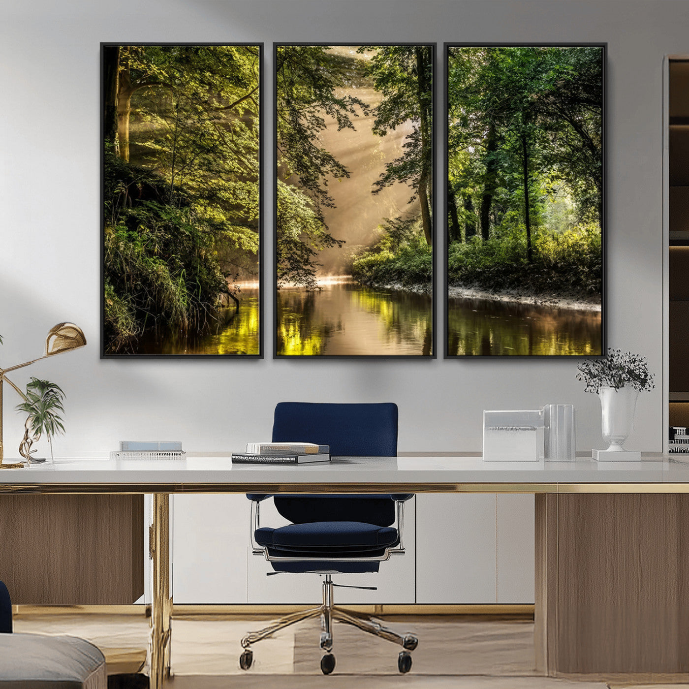 MGV-FC-48X32-3P - Forest Wall Art Print | River Landscape Wall Art | Perfect for Farmhouse Wall Decor, Cabin Wall Art