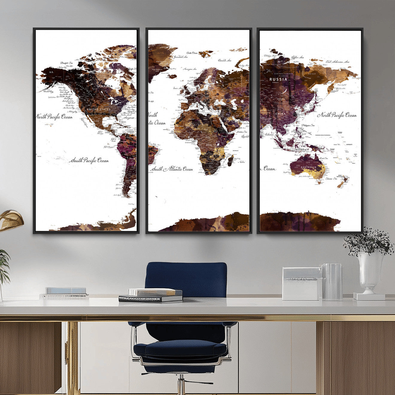 50611-MGV-CV-36X24 - Push Pin World Map Canvas Print – Framed Wall Art for Couples to Track Their Travels – Anniversary