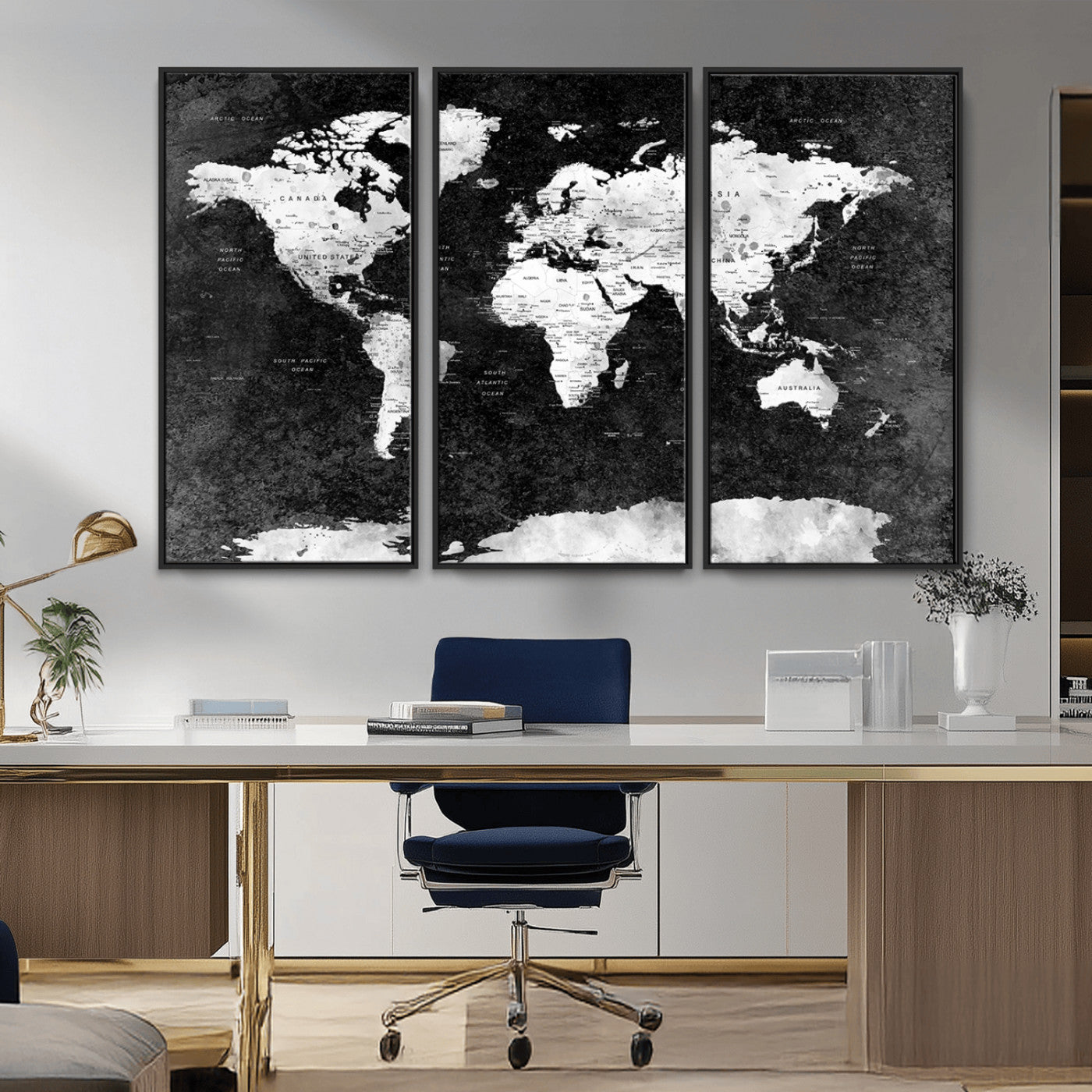 MGV-FC-48X32-3P - Push Pin World Map Canvas Print – Framed Wall Art for Couples to Track Their Travels – Anniversary