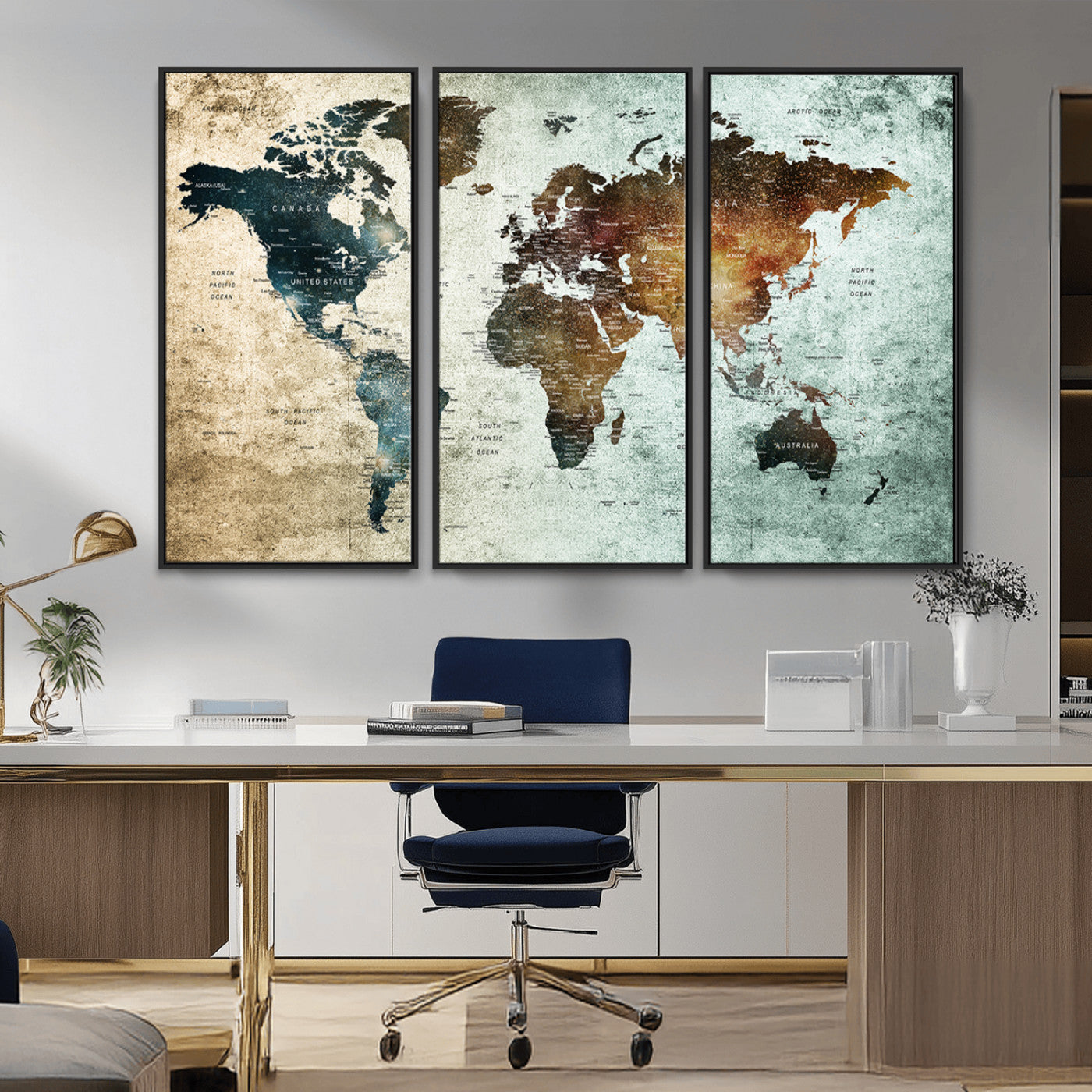 MGV-FC-48X32-3P - Push Pin World Map Canvas Print – Framed Wall Art for Couples to Track Their Travels – Anniversary