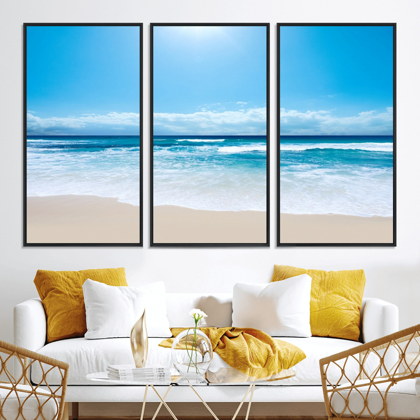 45929-MGV-CV-36X24-Wall Art Canvas Print Shiny Blue Sea and Beach
