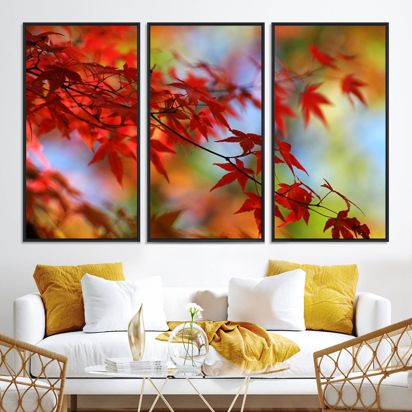 68946-MGV-CV-36X24-Red Leaves Autumn Forest Wall Art Canvas, Red Leaves Autumn Forest Canvas Print