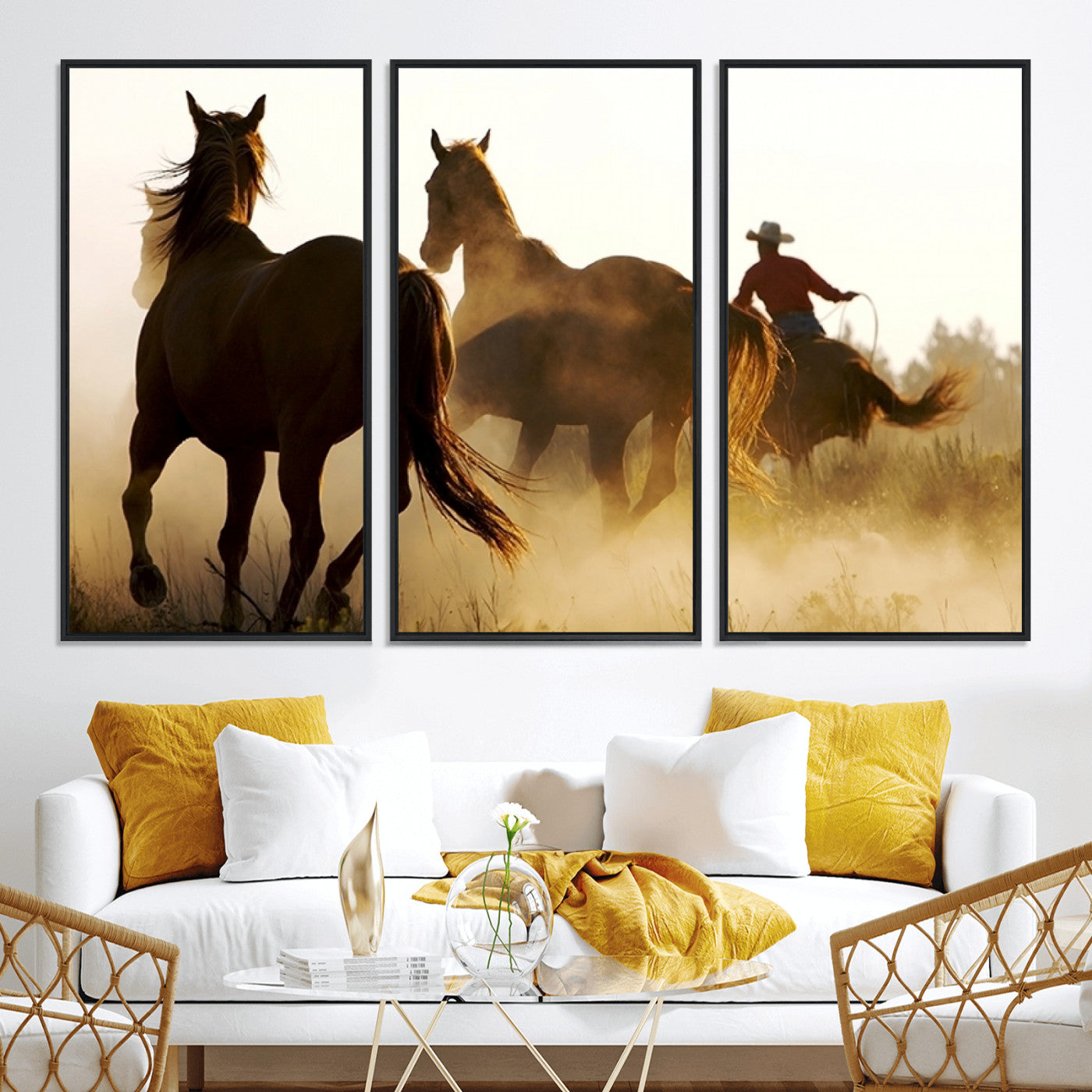 49068-MGV-CV-36X24-Horses and Cowboys Wall Art Canvas Print