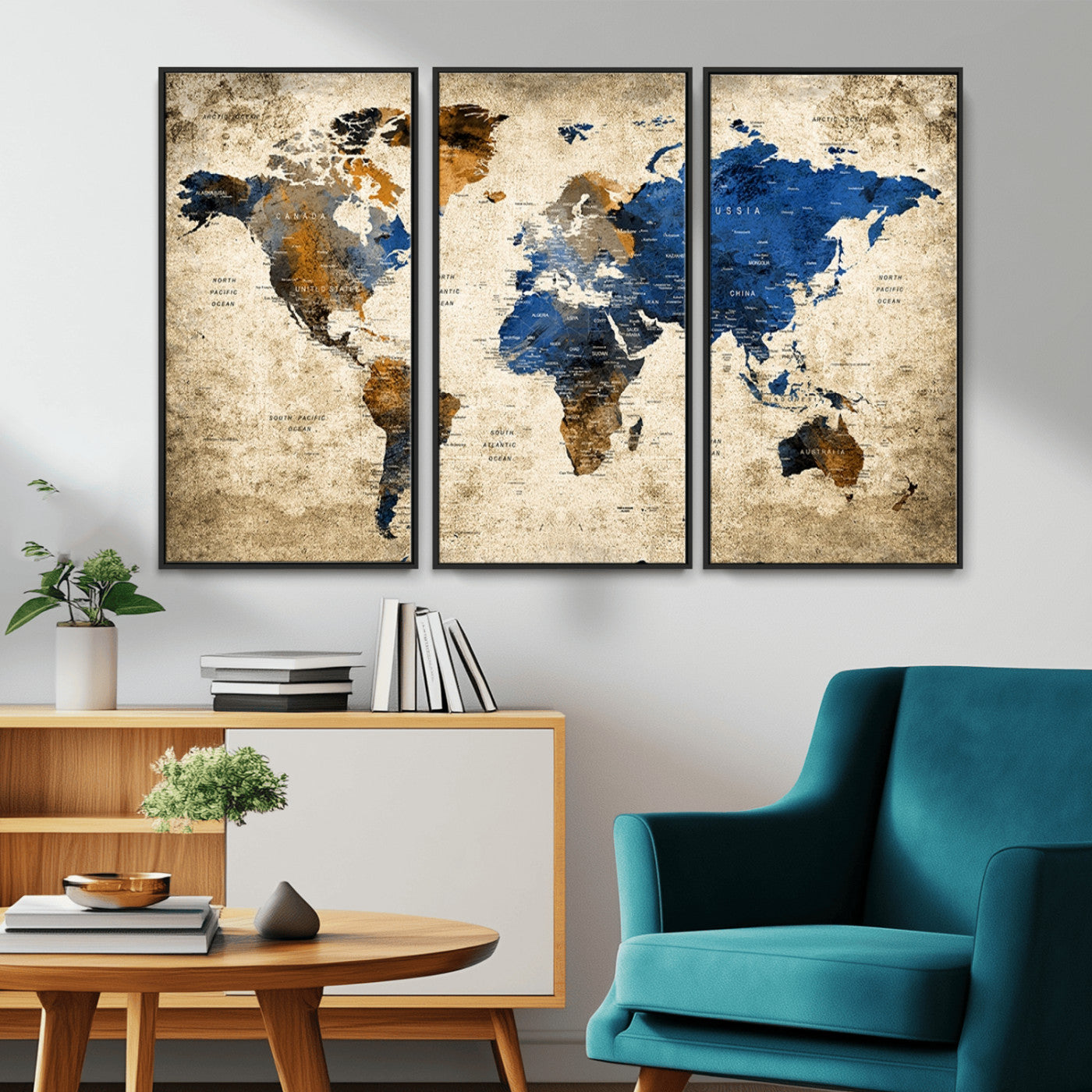 MGV-FC-48X32-3P - Push Pin World Map Canvas Print – Framed Wall Art for Couples to Track Their Travels – Anniversary