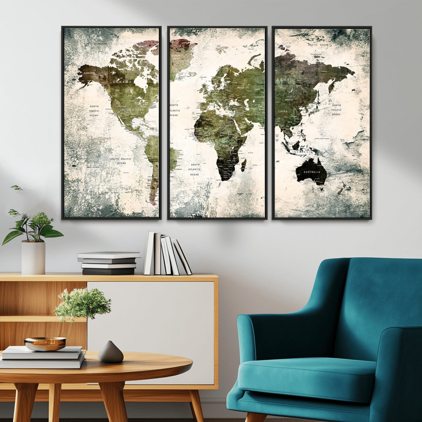 MGV-FC-48X32-3P - Push Pin World Map Canvas Print – Framed Wall Art for Couples to Track Their Travels – Anniversary