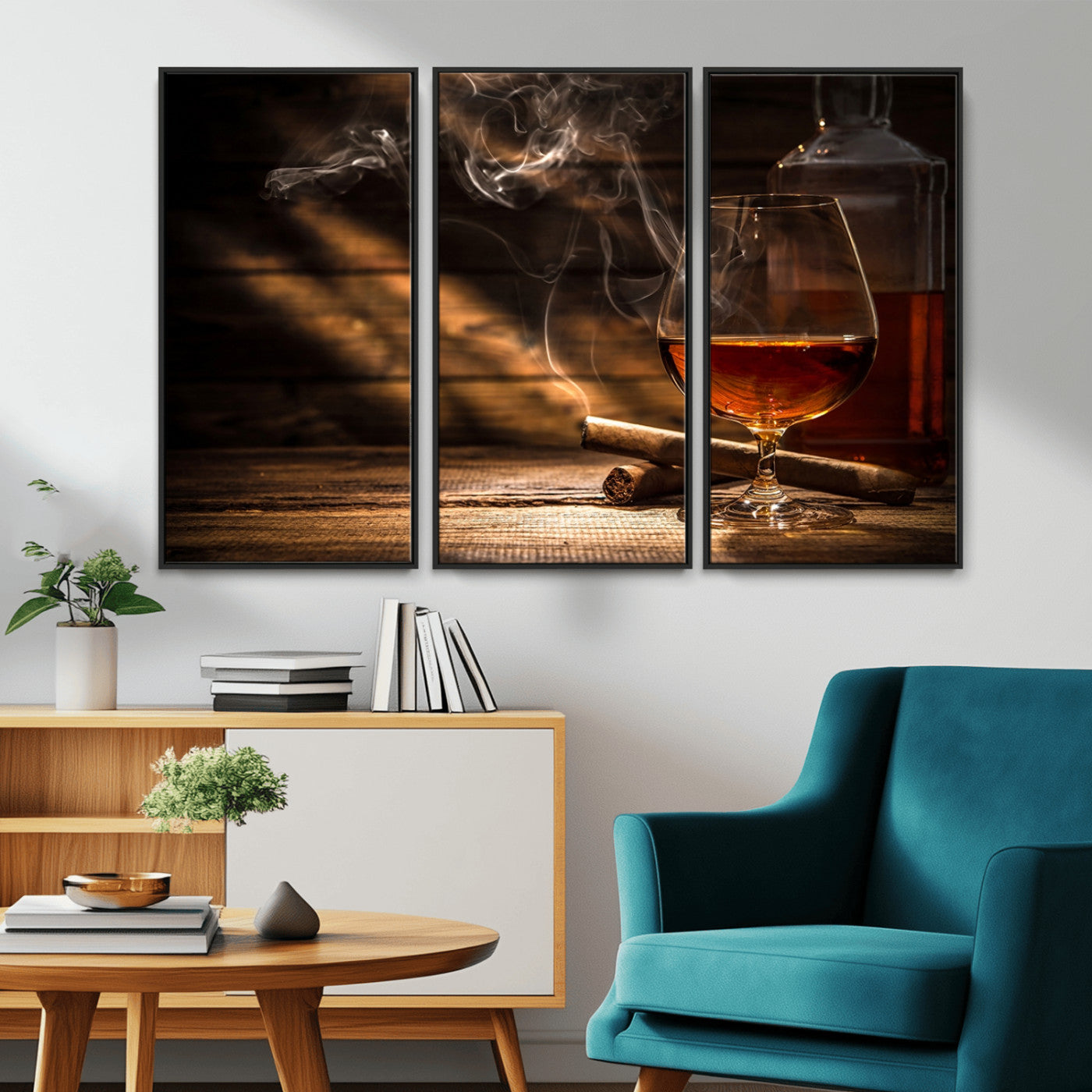 MGV-FC-48X32-3P - Whiskey and Cigar Wall Art Canvas Print