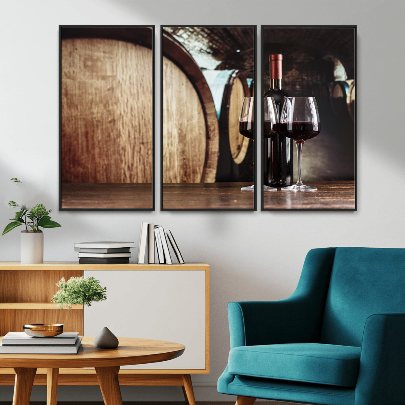 MGV-FC-48X32-3P - Wine and Barrel Wall Art Canvas Print