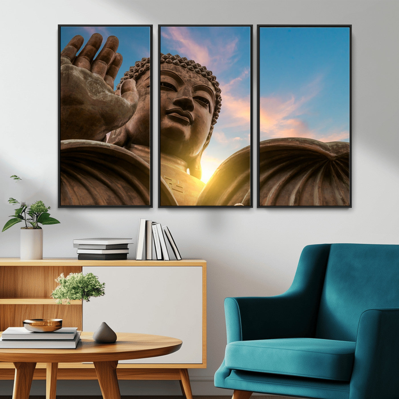 MGV-FC-48X32-3P - Buddha Statue and Daylight Wall Art, Buddha Statue Wall Art Canvas Print
