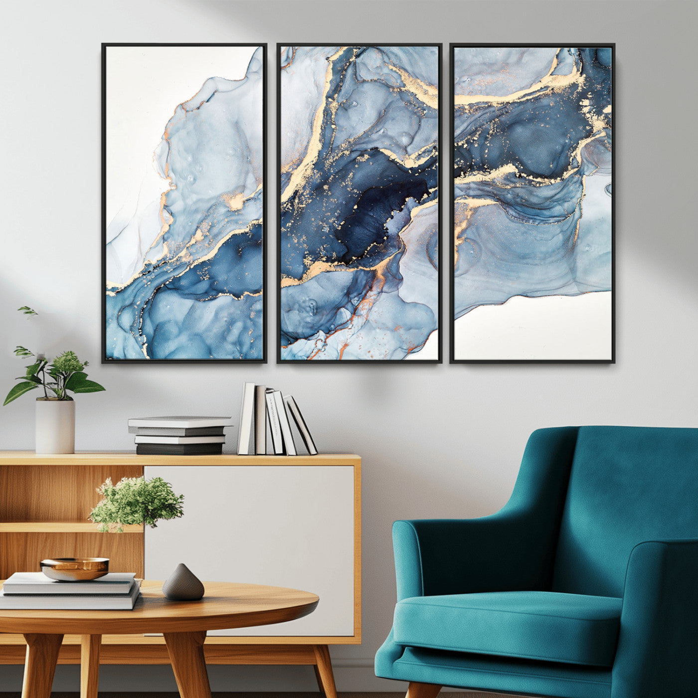 33782-MGV-CV-36X24-Abstract Art Print - Blue Abstract Canvas Wall Art Print Abstract Art Fluid Effect Marble Wall Art