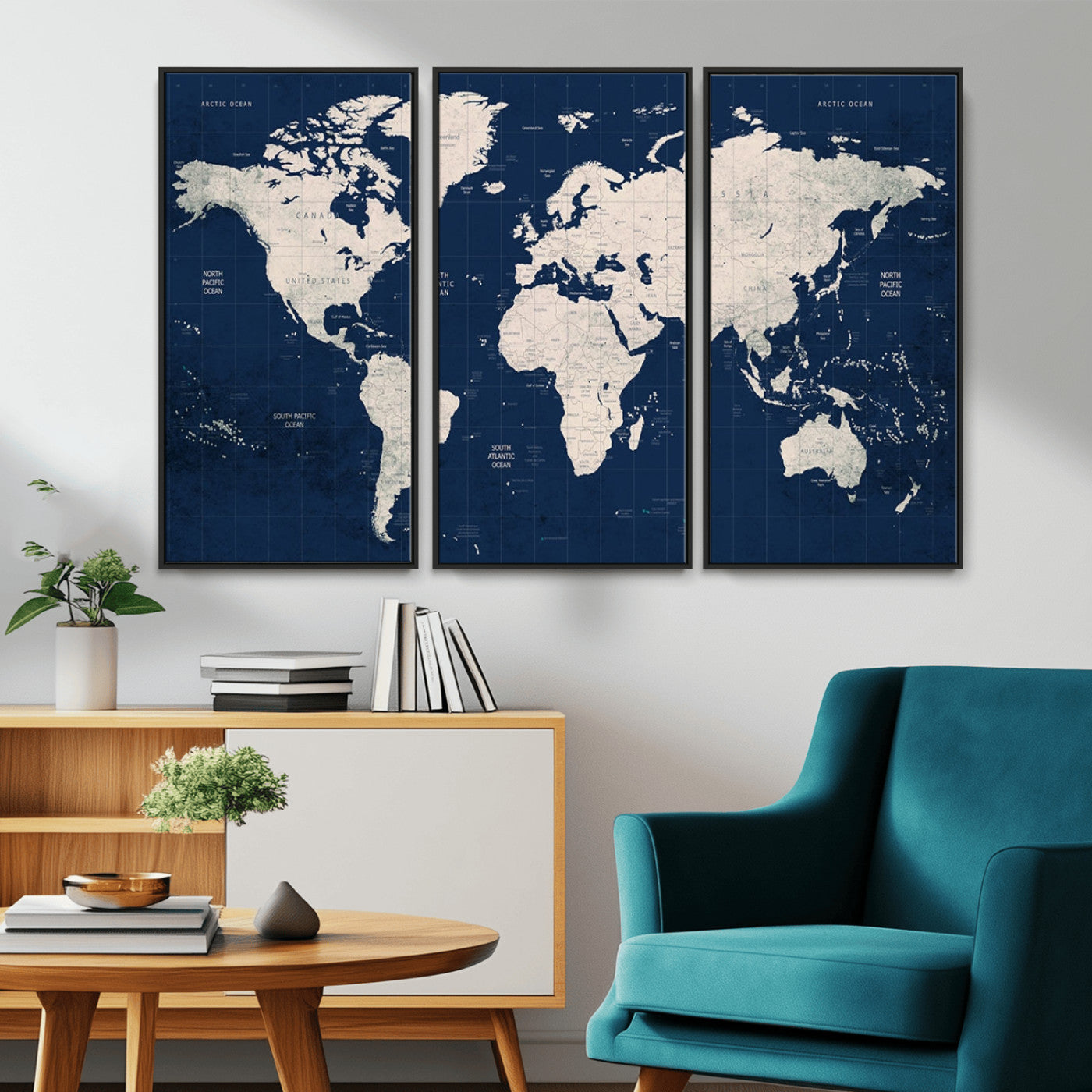 17866-MGV-CV-36X24-Push Pin World Map Canvas Print – Framed Wall Art for Couples to Track Their Travels – Anniversary