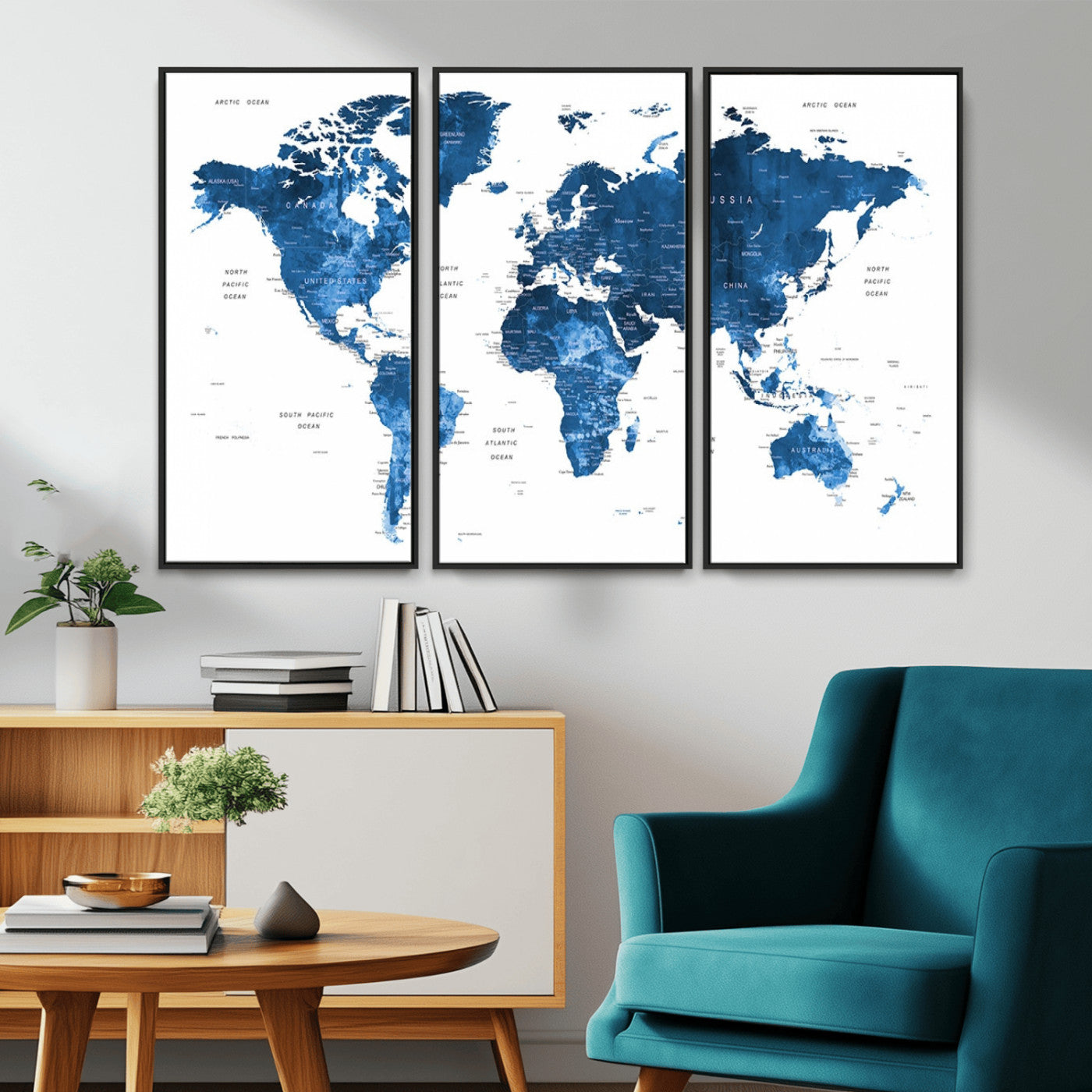MGV-FC-48X32-3P - Push Pin World Map Canvas Print – Framed Wall Art for Couples to Track Their Travels – Anniversary
