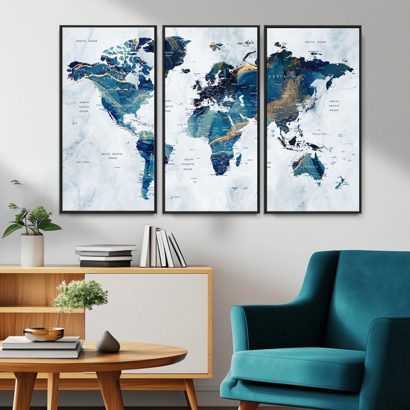 MGV-FC-48X32-3P - Push Pin World Map Canvas Print – Framed Wall Art for Couples to Track Their Travels – Anniversary
