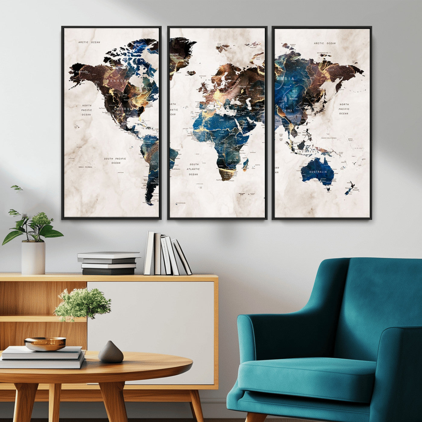 MGV-FC-48X32-3P - Push Pin World Map Canvas Print – Framed Wall Art for Couples to Track Their Travels – Anniversary