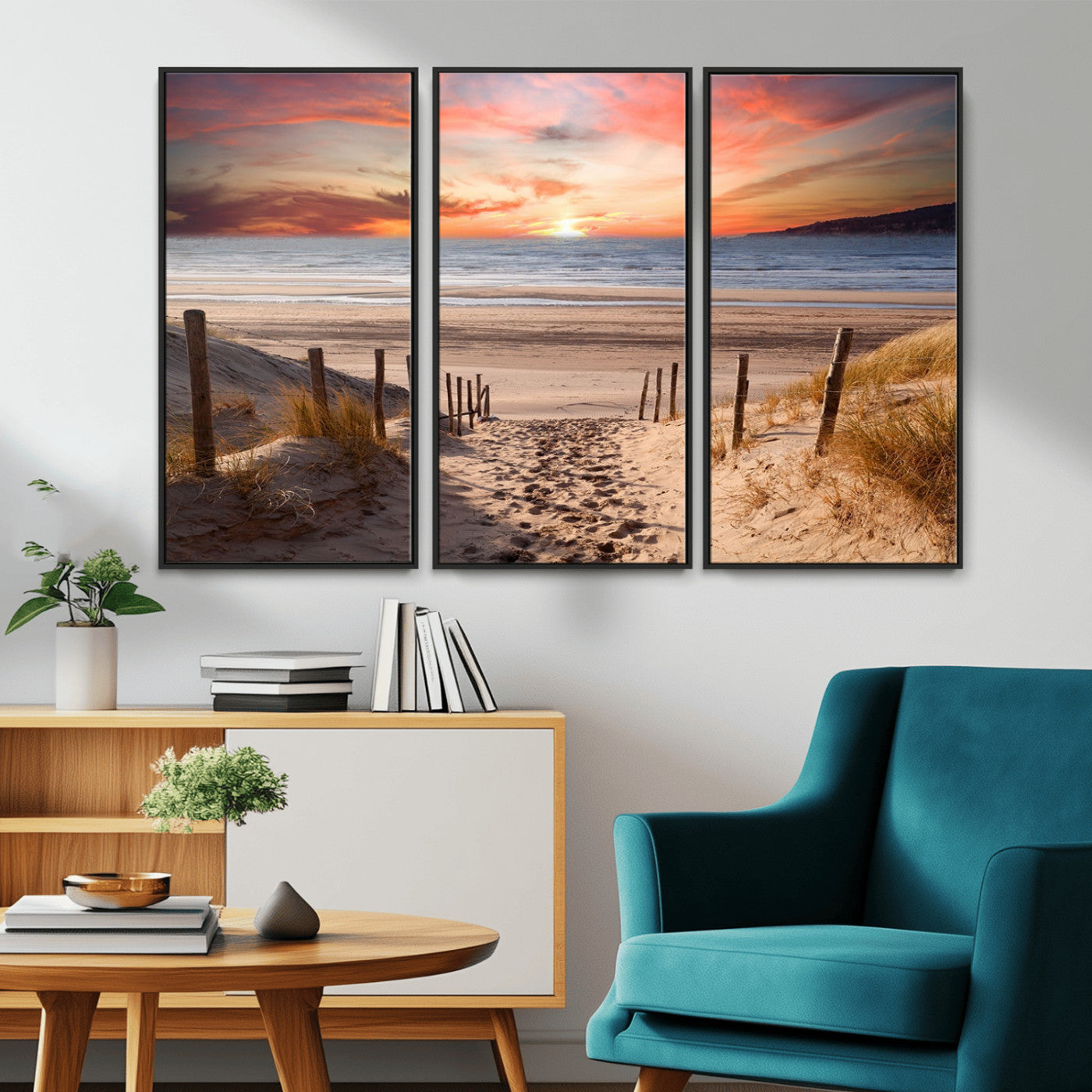 MGV-FC-48X32-3P - Sunset on the Sea Wall Art Canvas Print