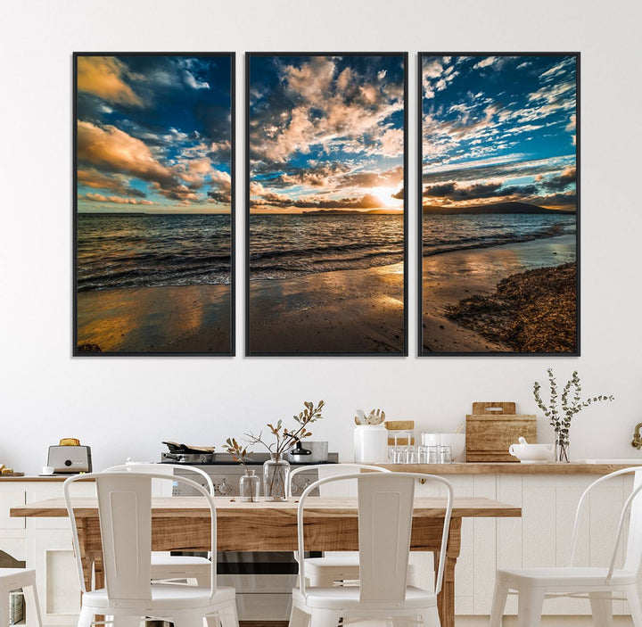 Beach Wall Art - Ocean Sunset Canvas.