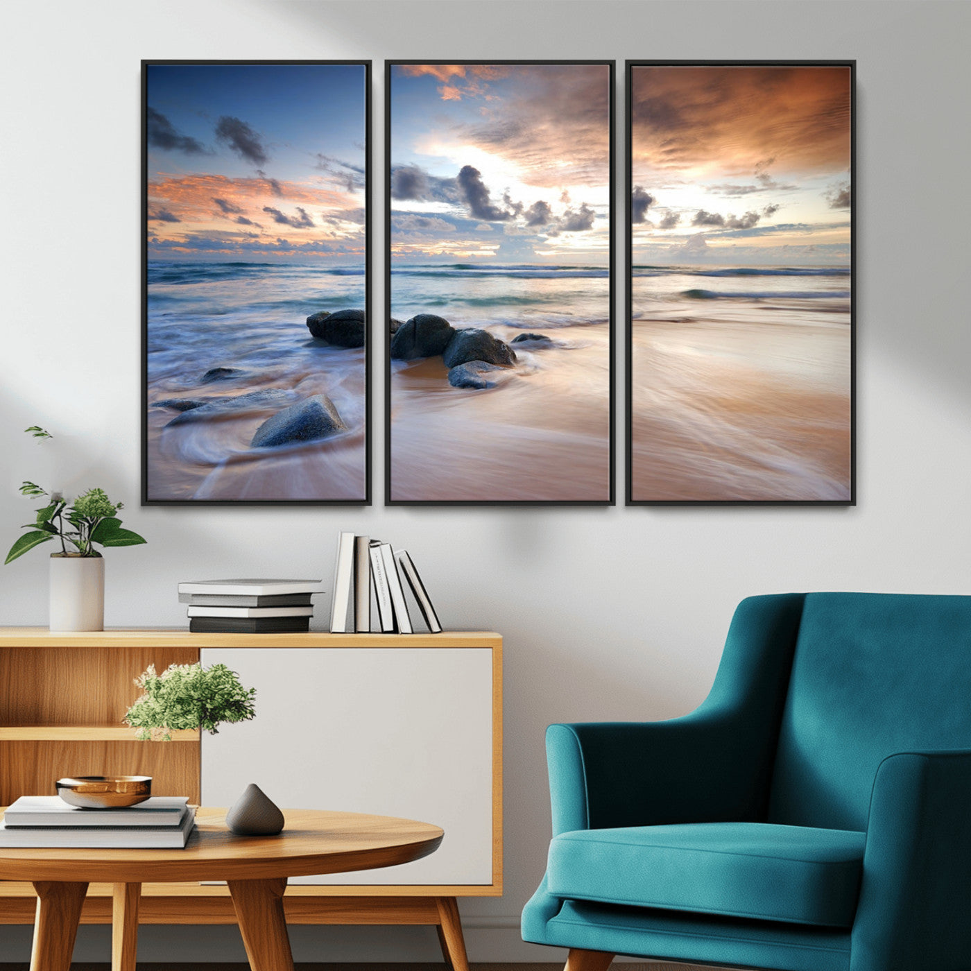 MGV-FC-48X32-3P - Serene Weather On The Beach Wall Art Canvas Print