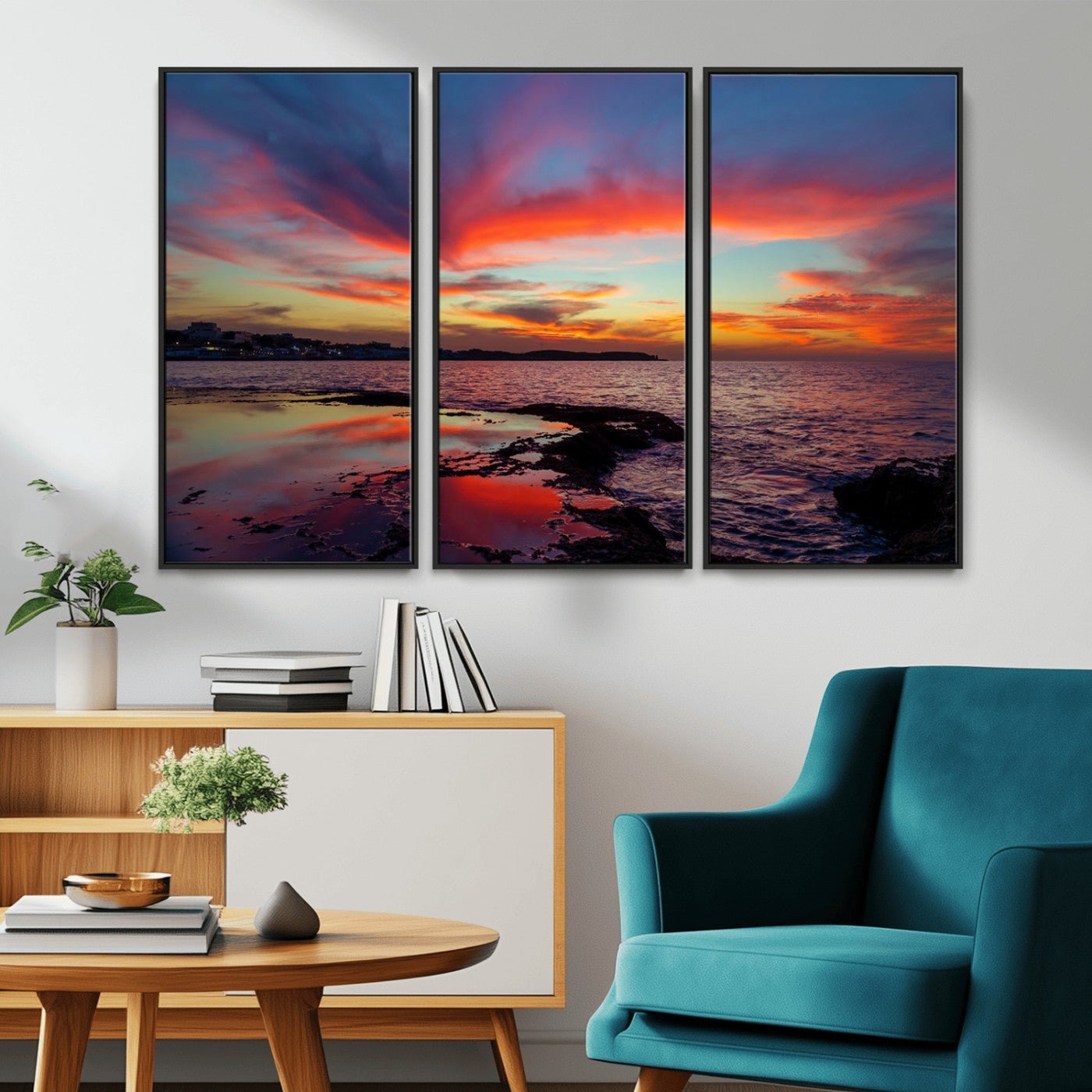 MGV-FC-48X32-3P - Glorious Sunset on The Beach Wall Art Canvas Print