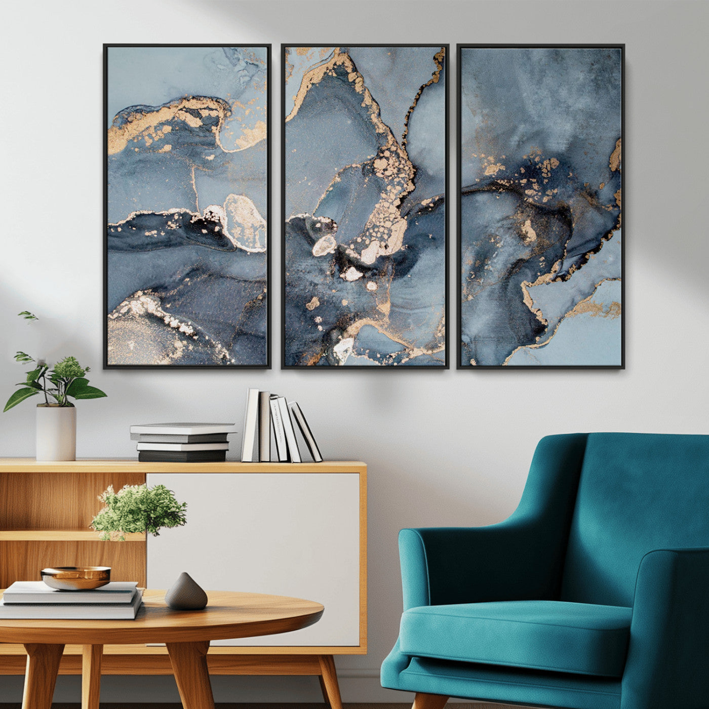MGV-FC-48X32-3P - Multipanel Marble Fluid Effect Wall Art Abstract Canvas Wall Art Print