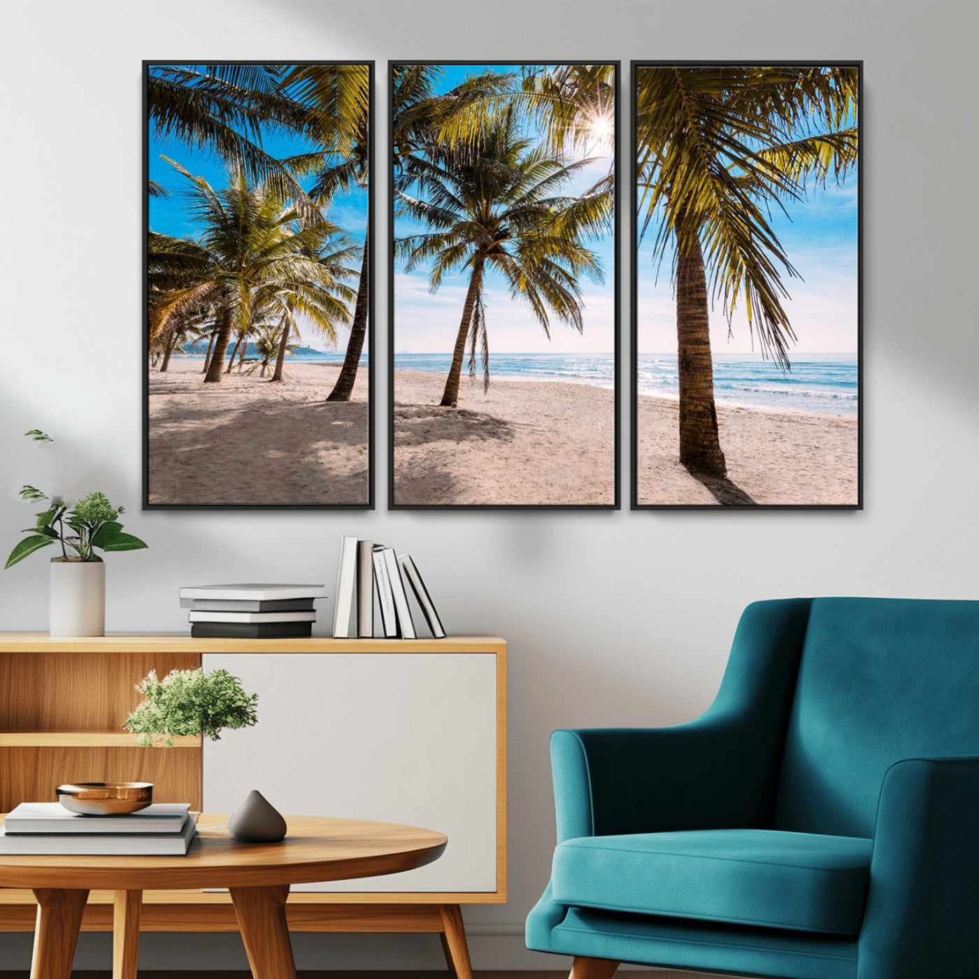 MGV-FC-48X32-3P - Palm Beach Tropical Island Wall Art Canvas Print