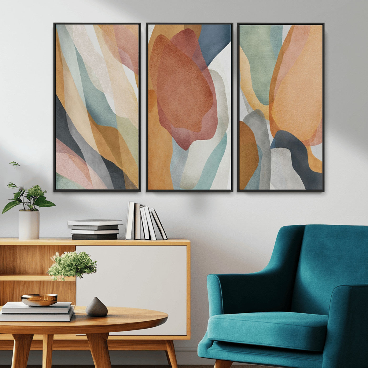 MGV-FC-48X32-3P - Boho Wall Art Canvas Print Set, Watercolor Boho Wall Art Canvas