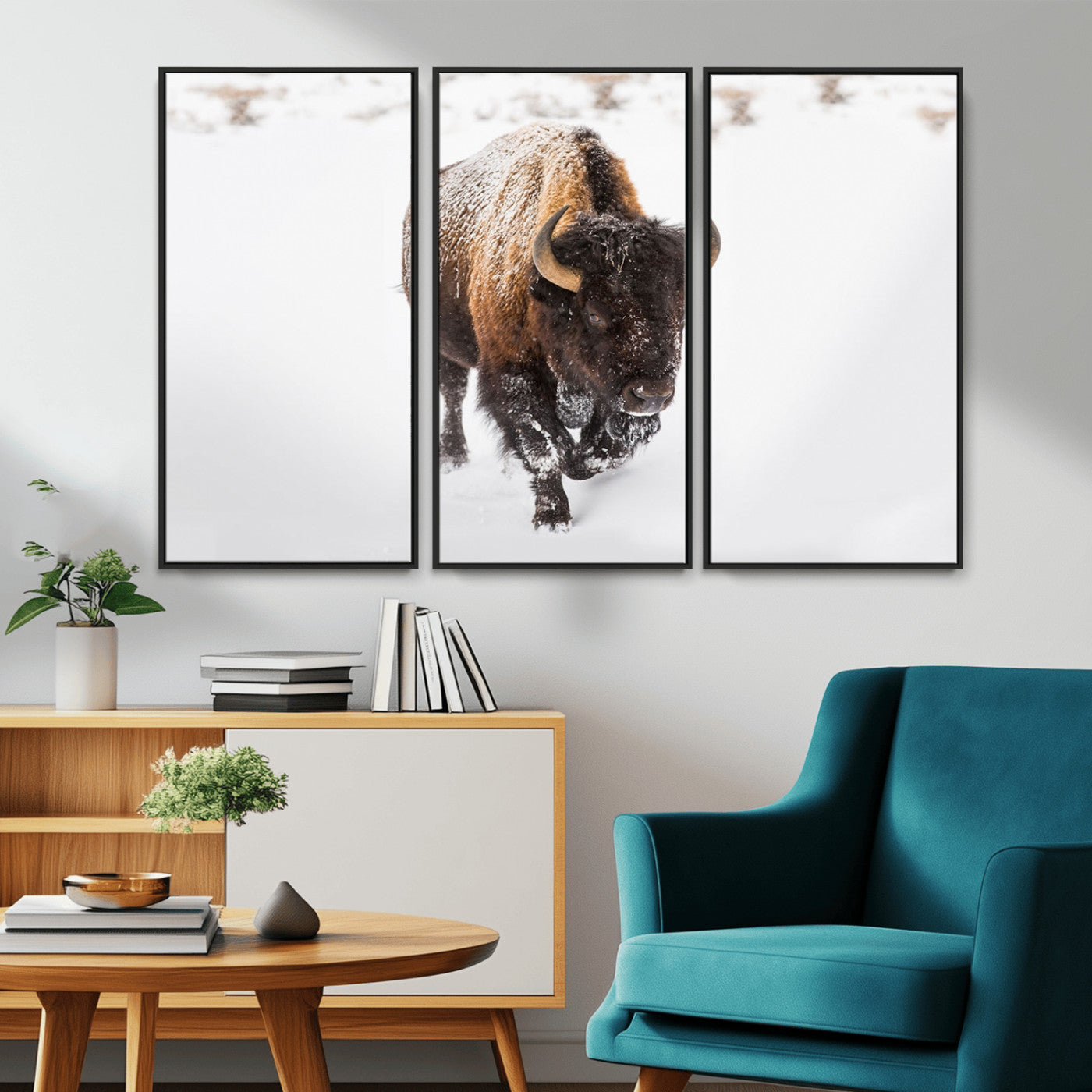 MGV-FC-48X32-3P - Bison Winter Wall Art Canvas Print For Farmhouse Decor