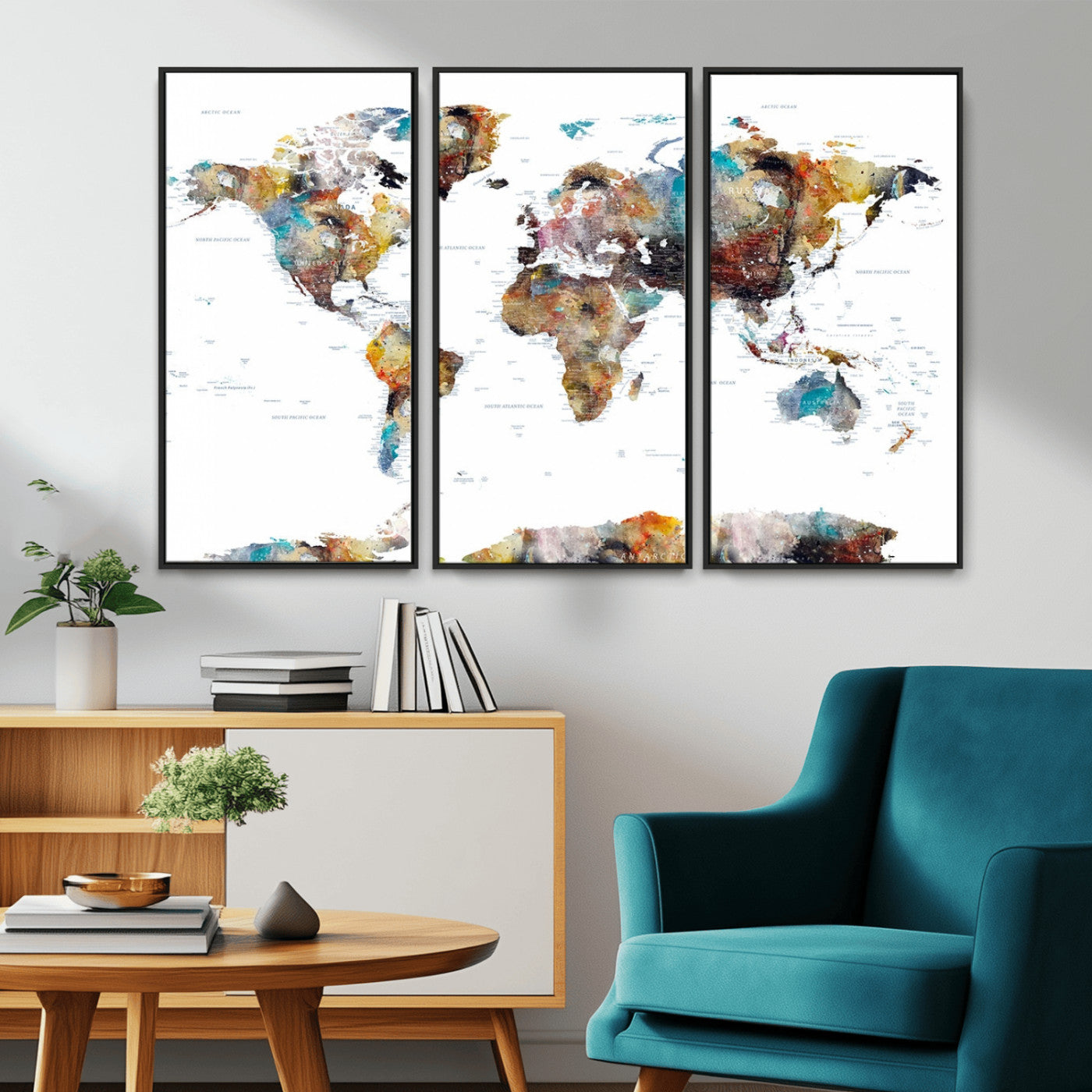 MGV-FC-48X32-3P - Push Pin World Map Canvas Print – Framed Wall Art for Couples to Track Their Travels – Anniversary