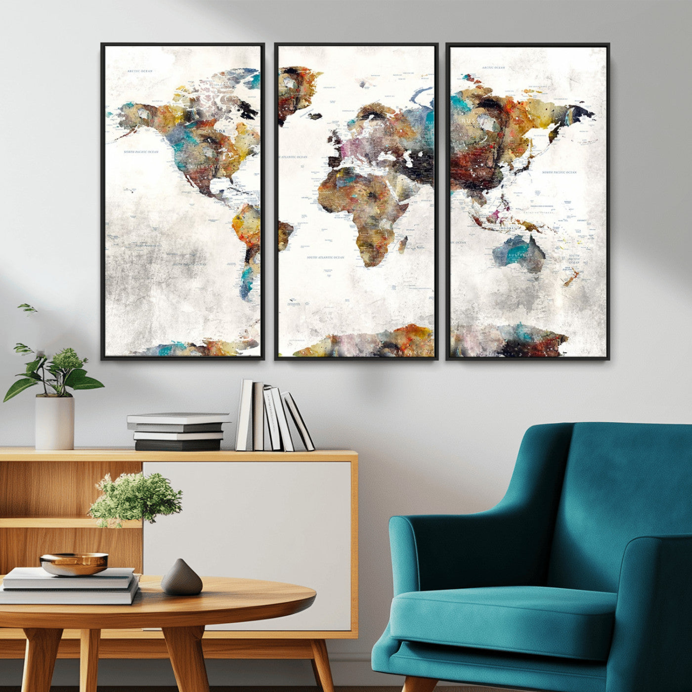 MGV-FC-48X32-3P - Push Pin World Map Canvas Print – Framed Wall Art for Couples to Track Their Travels – Anniversary