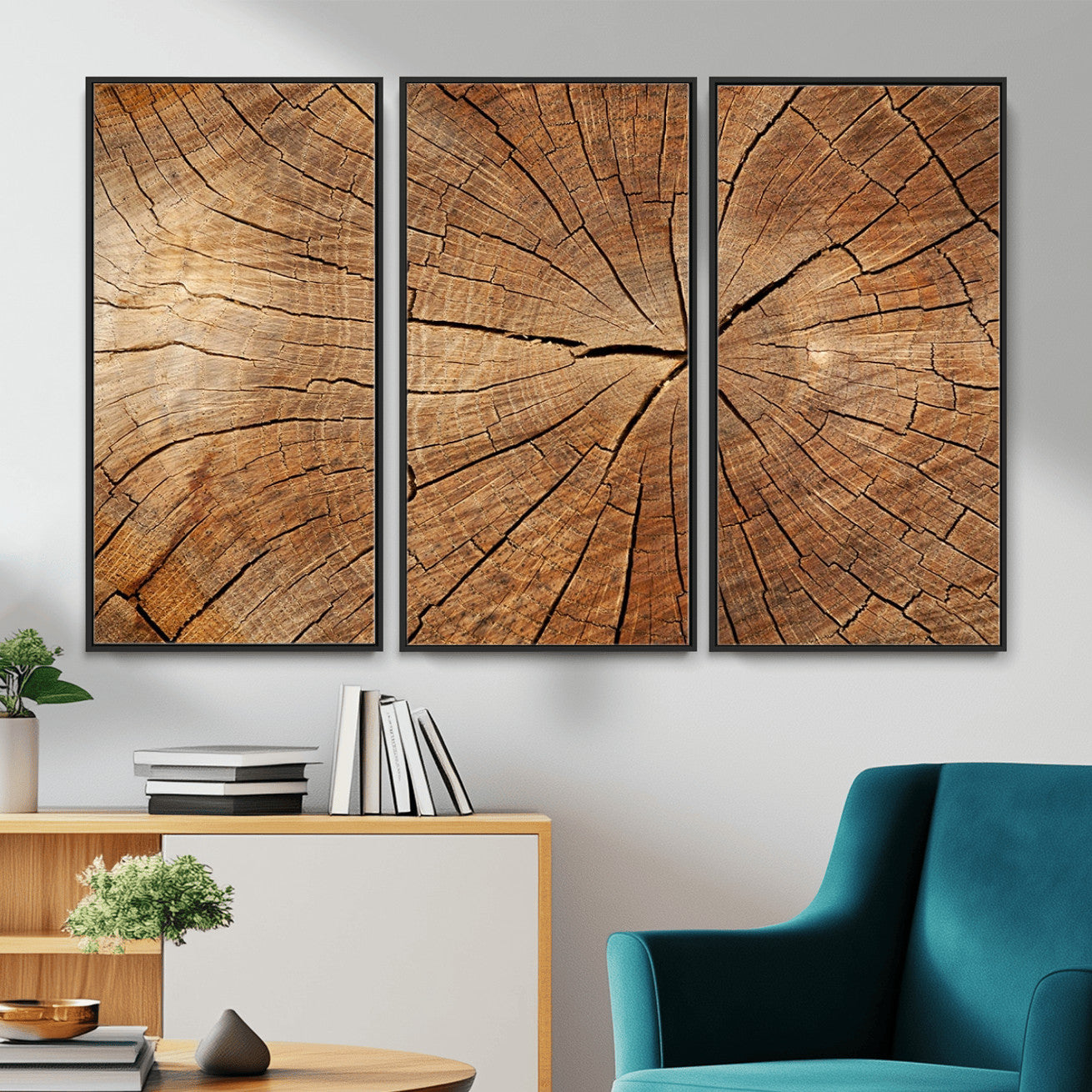 61710-MGV-CV-36X24 - Tree Ring Canvas Art, Rustic Wood Grain Wall Art, Tree Slice Decor for Modern Homes, Giclee
