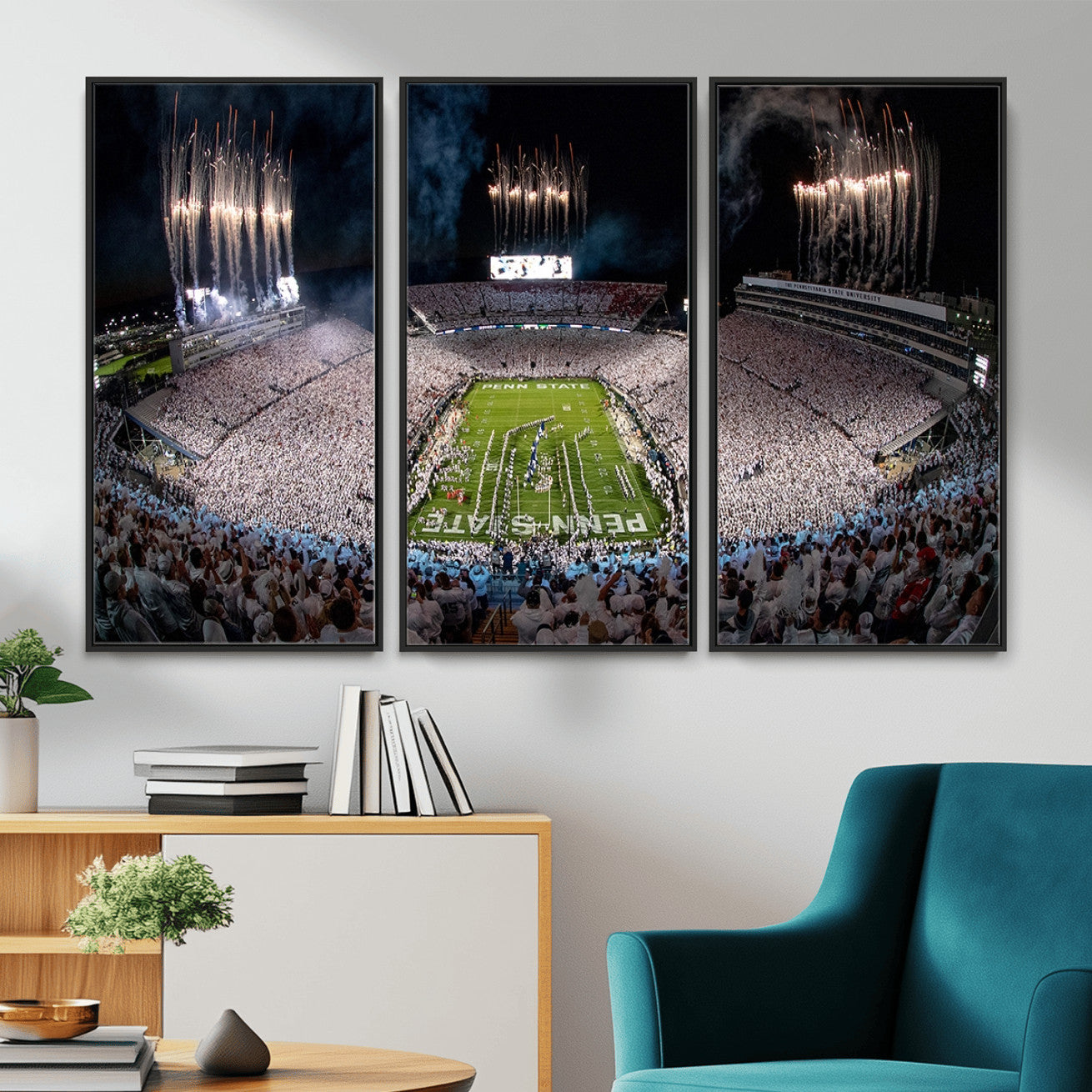 11391-MGV-CV-36X24 - Penn State Football Wall Art Canvas Print – Framed Stadium Game Day Sports Team Spirit Artwork for Home, Office