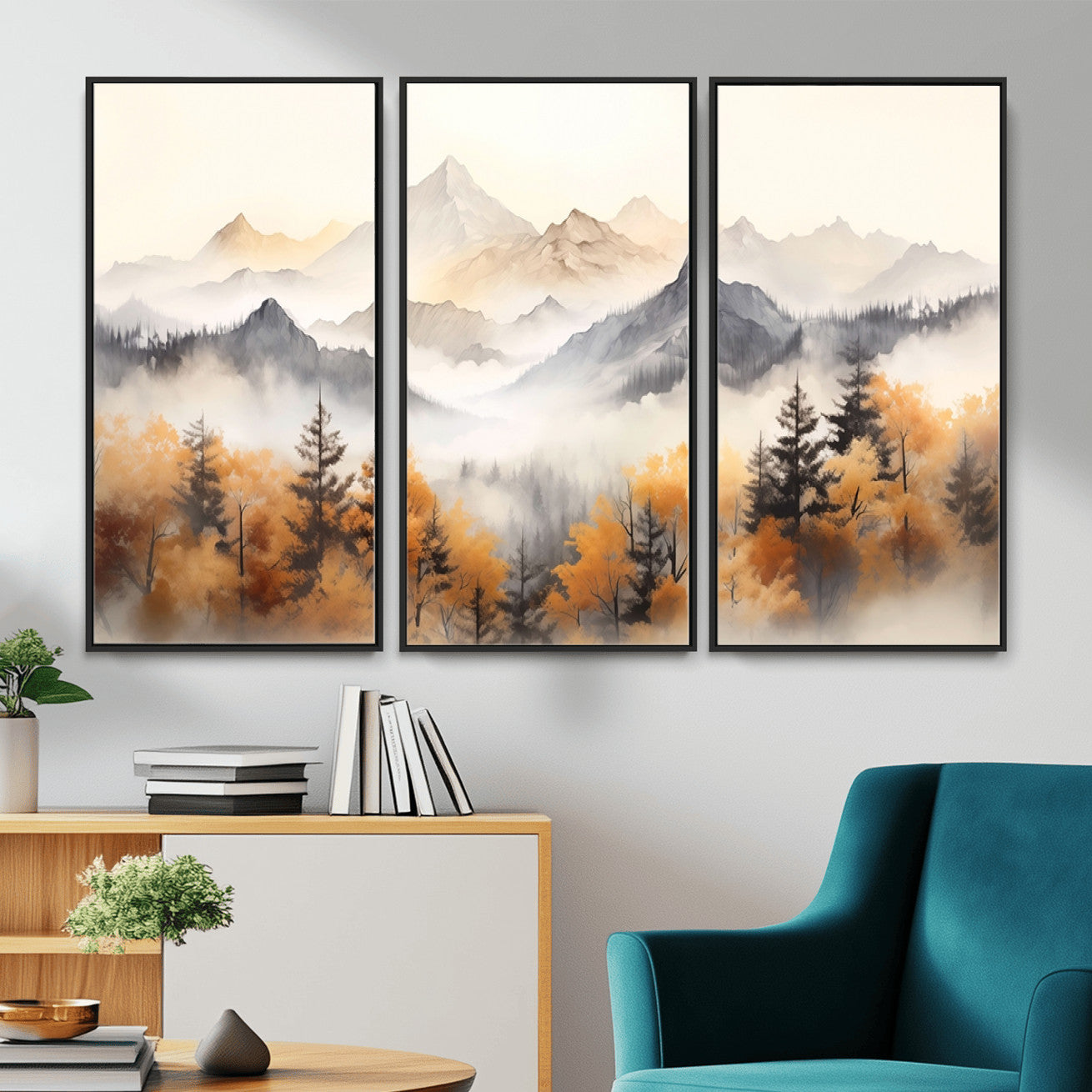 70049-MGV-CV-36X24 - Abstract Mountain Wall Art | Misty Mountain Forest and Mountains Canvas Print for Living Room,