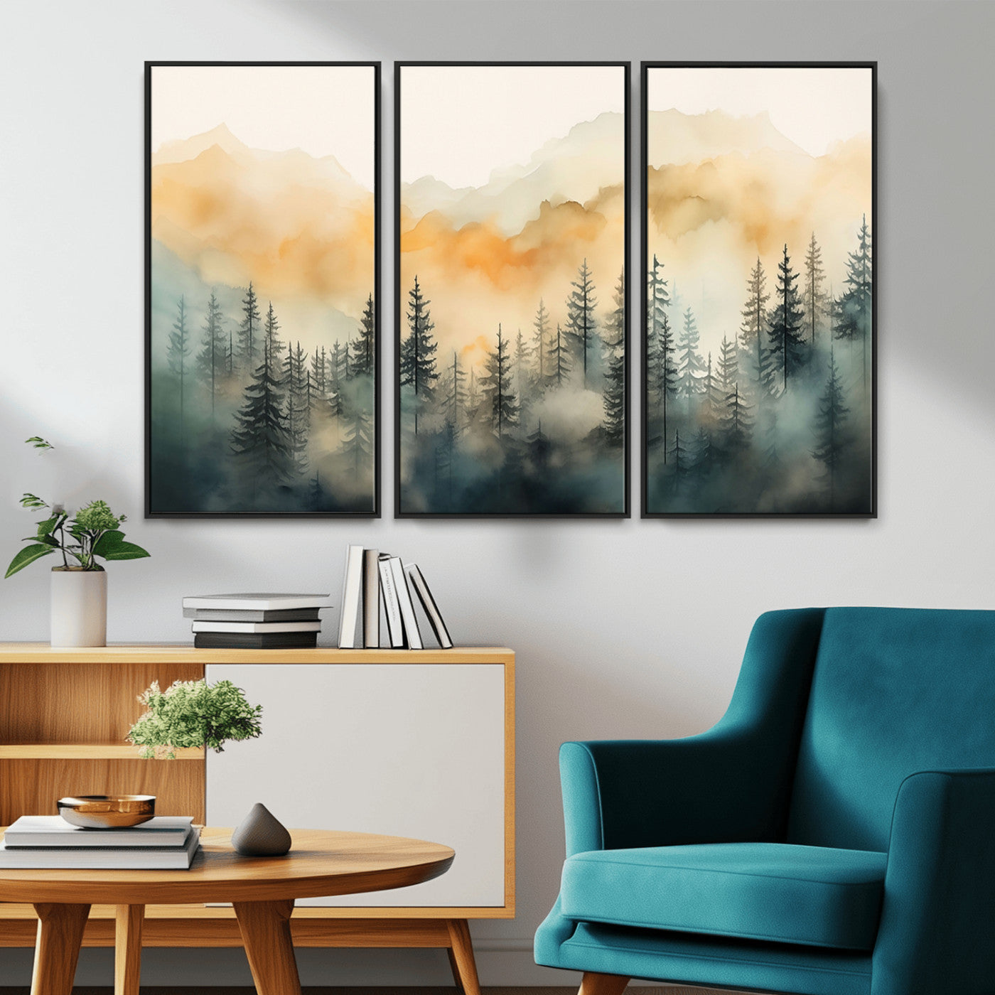 34155-MGV-CV-36X24-Abstract Forest Print - Mountain Wall Art | Autumn Landscape Canvas Print for Living Room, Bedroom, or Office | Large Wall Art Decor