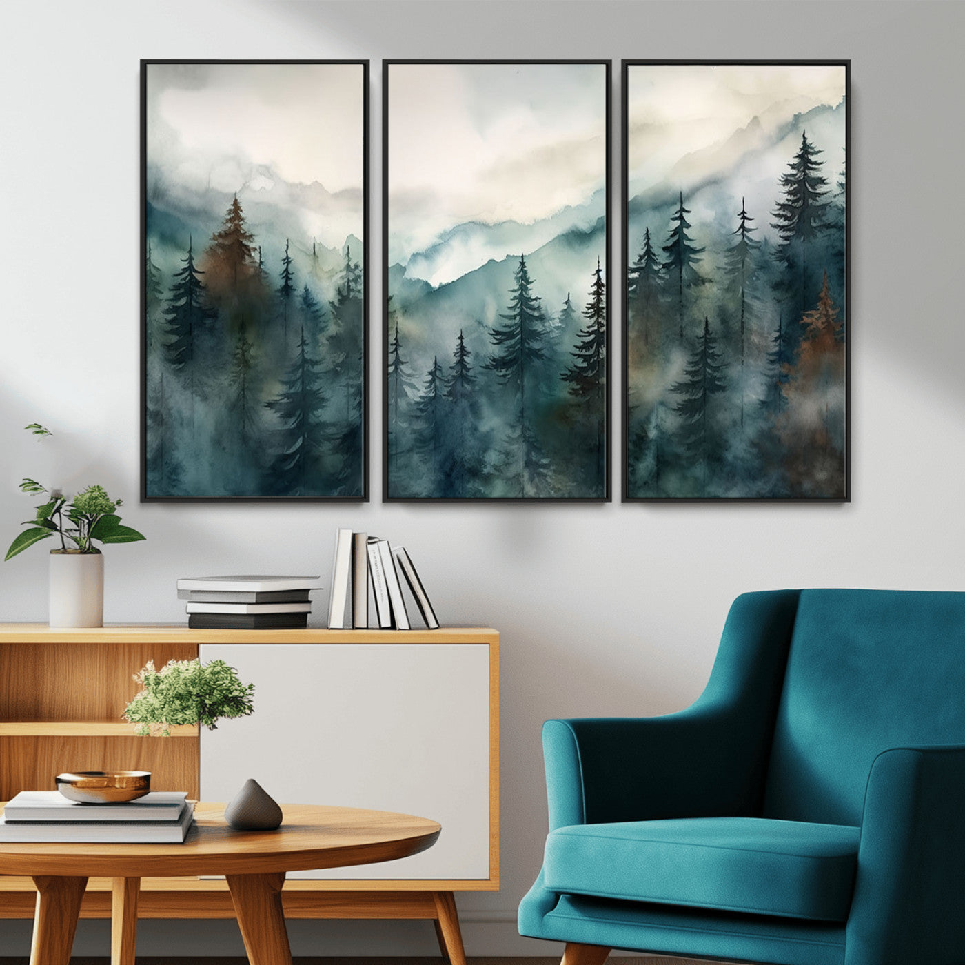 48468-MGV-CV-36X24-Serenity Forest Wall Art Canvas | Foggy Mountain Landscape Canvas Print for Living Room or Office | Nature-Inspired Woodland Decor