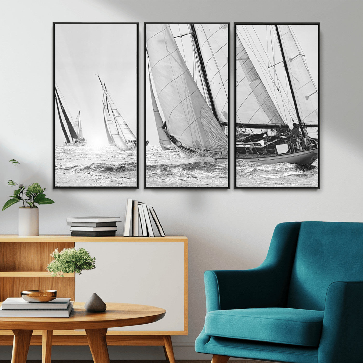MGV-FC-48X32-3P - Yacht Sailboat Regatta Canvas Wall Art Canvas Print
