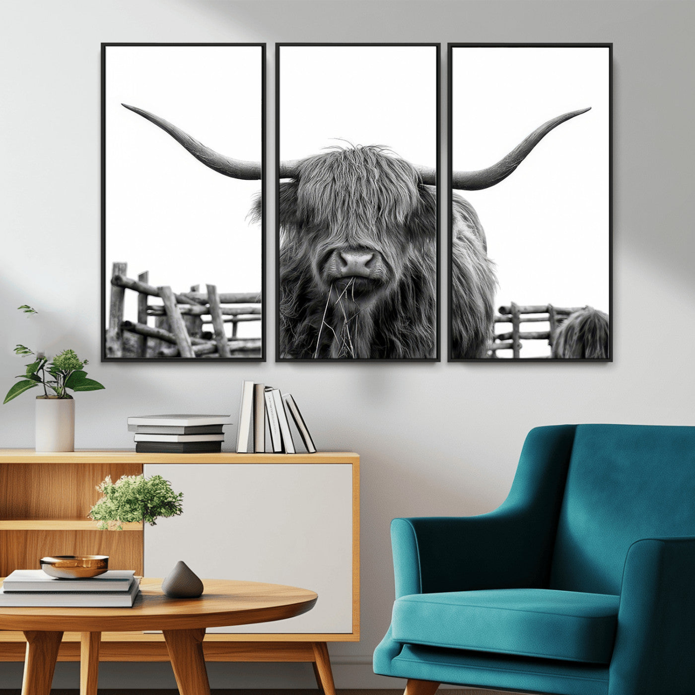 MGV-FC-48X32-3P - Longhorn Canvas Print, Bighorn Cow Wall Art Canvas Print