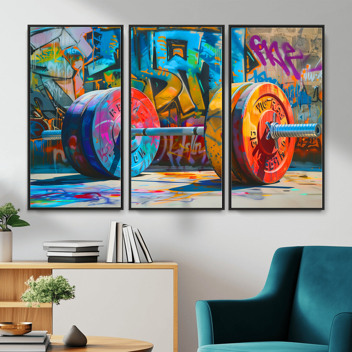 70871-MGV-CV-36X24 - Fitness Gym Barbell Graffiti Wall Art Canvas Print