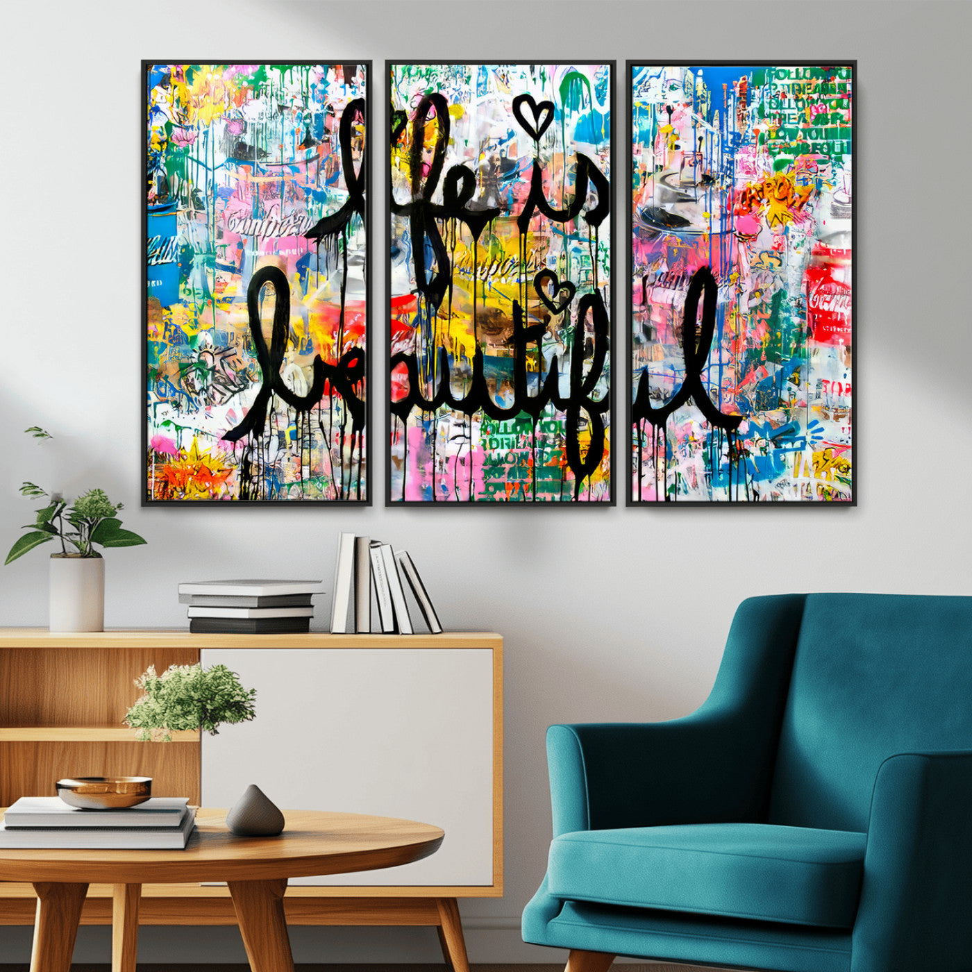 MGV-FC-48X32-3P - Life Beautiful Wall Art Canvas Print | Graffiti Wall Art Canvas Print