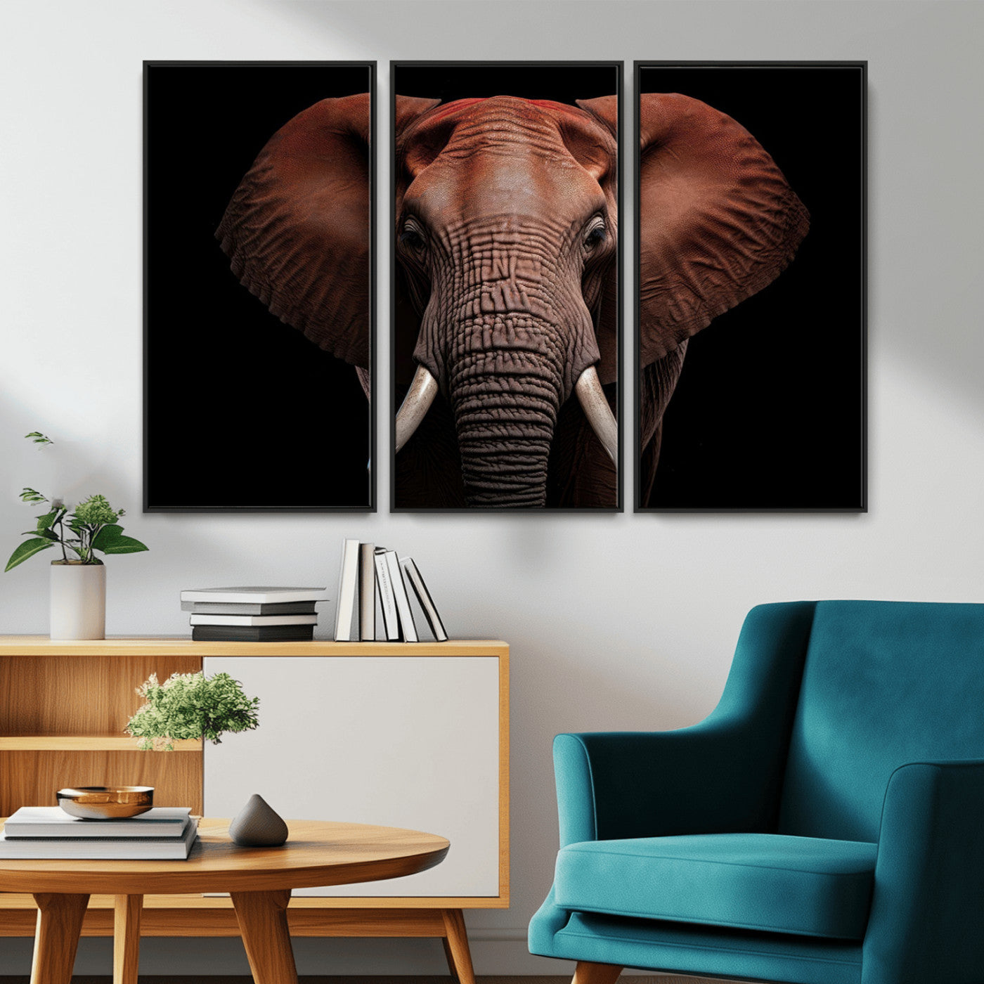 -Wild Elephant Wall Art Canvas Print, Africa Savannah Wild Animal Wall Decor Print
