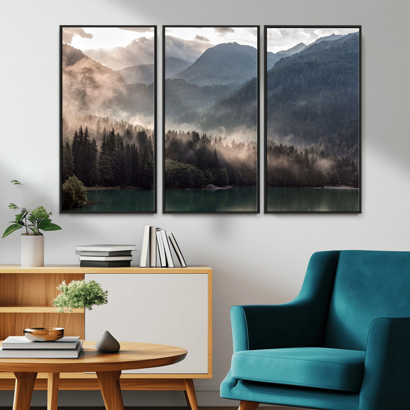 MGV-FC-48X32-3P - Foggy Mountain Canvas Print Forest Wall Art