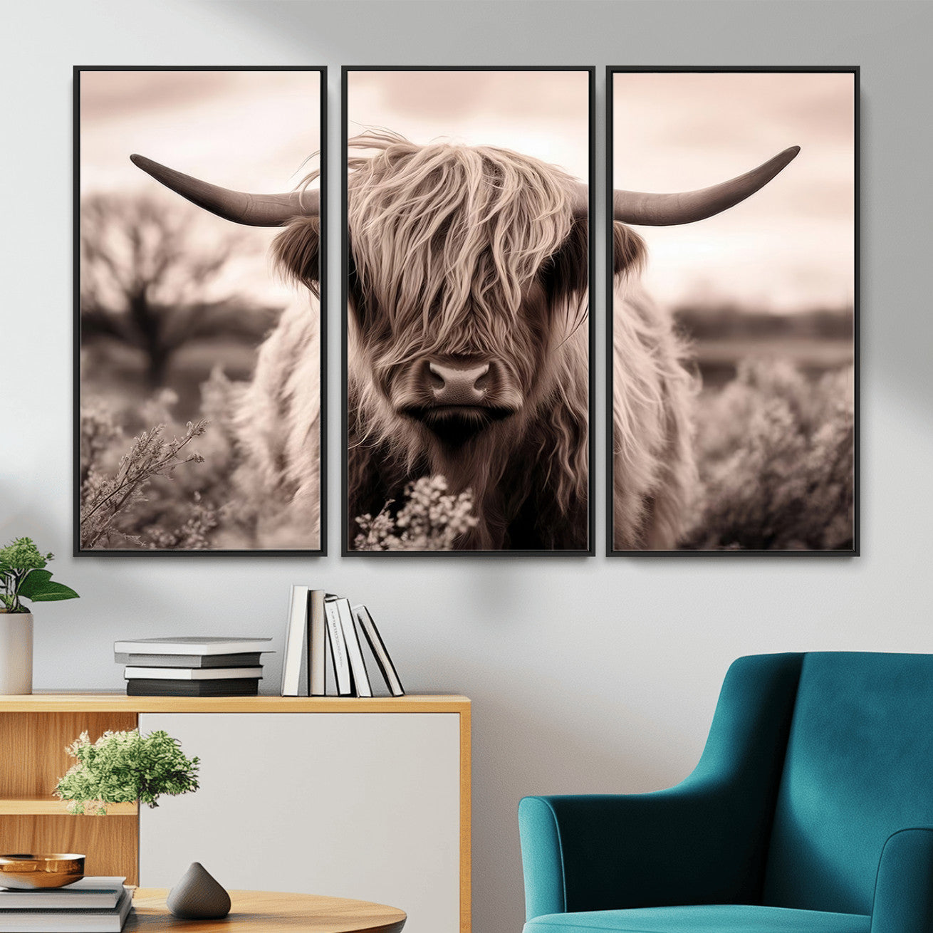 55903-MGV-CV-36X24 - Scottish Cow Longhorn Wall Art Canvas Print