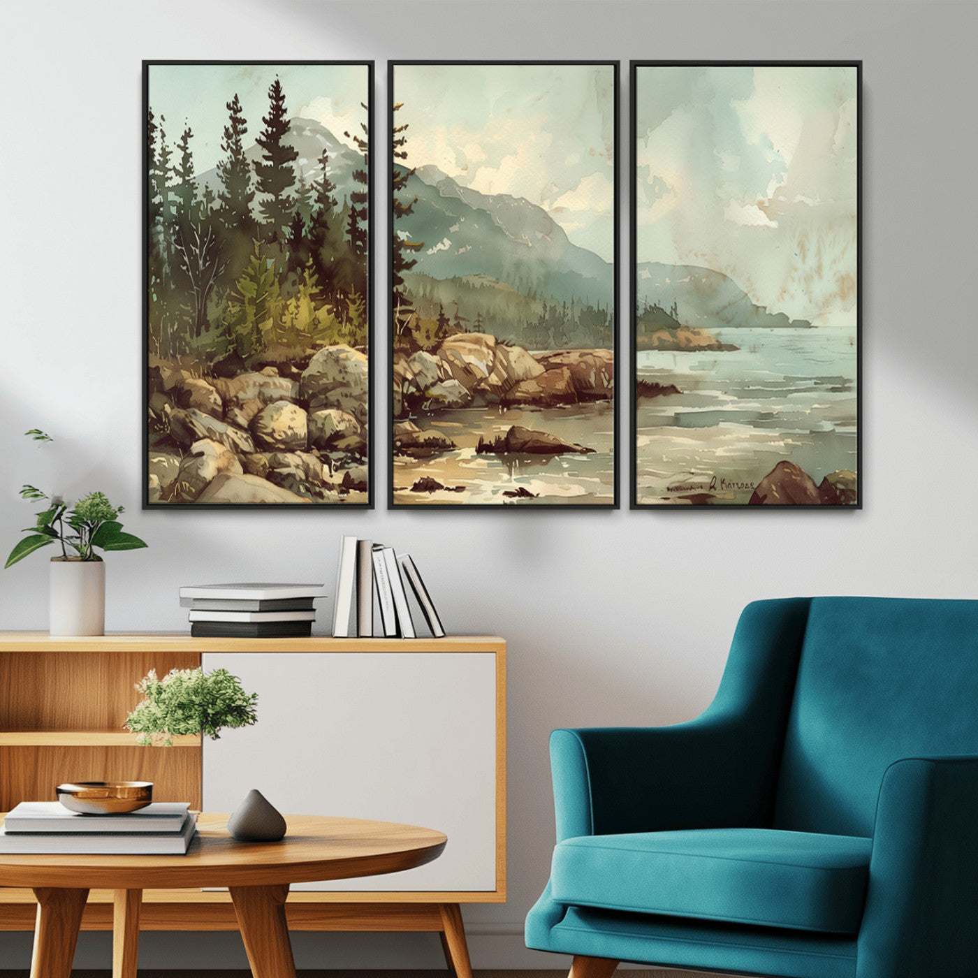 MGV-FC-48X32-3P - Abstract Acadia National Park Wall Art Canvas Print - Stunning 3-Panel Wall Art Canvas Print, Framed, Ready to Hang